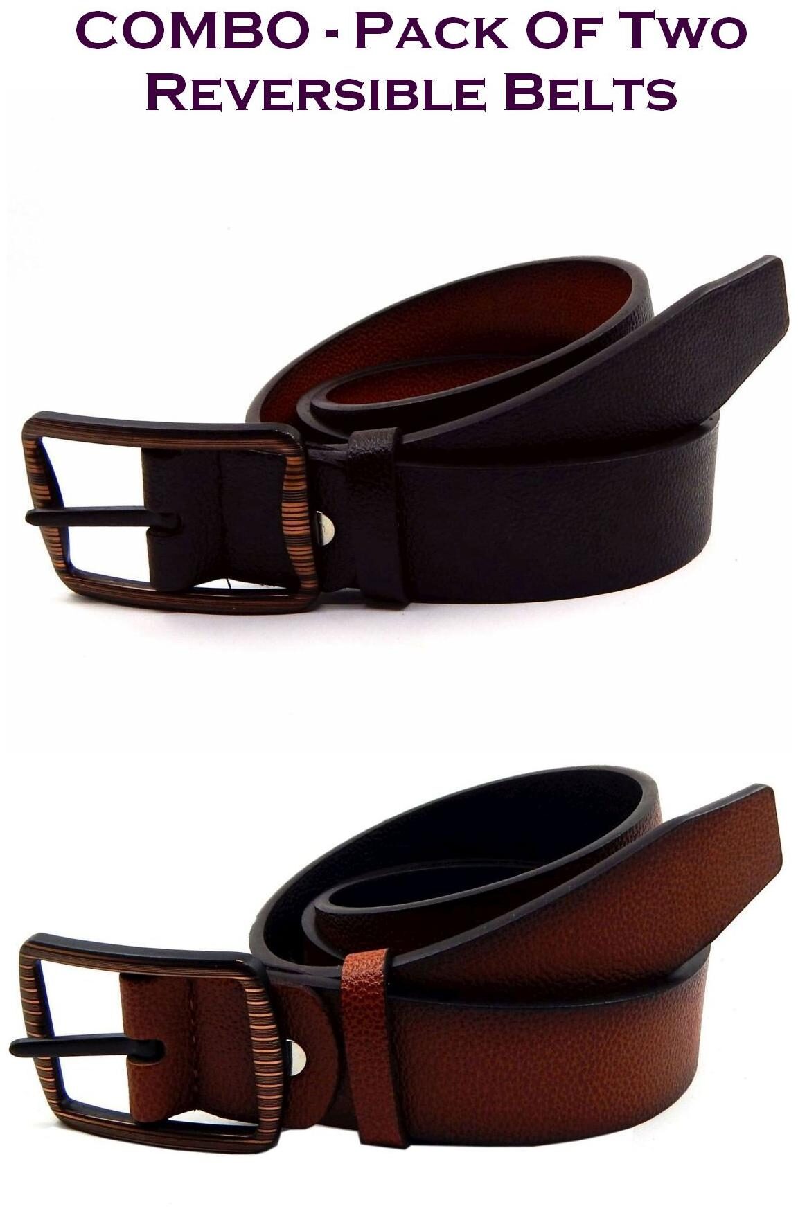 

Els Men Multi Reversible Synthetic leather Belt (Size 38 Pack of 2 )