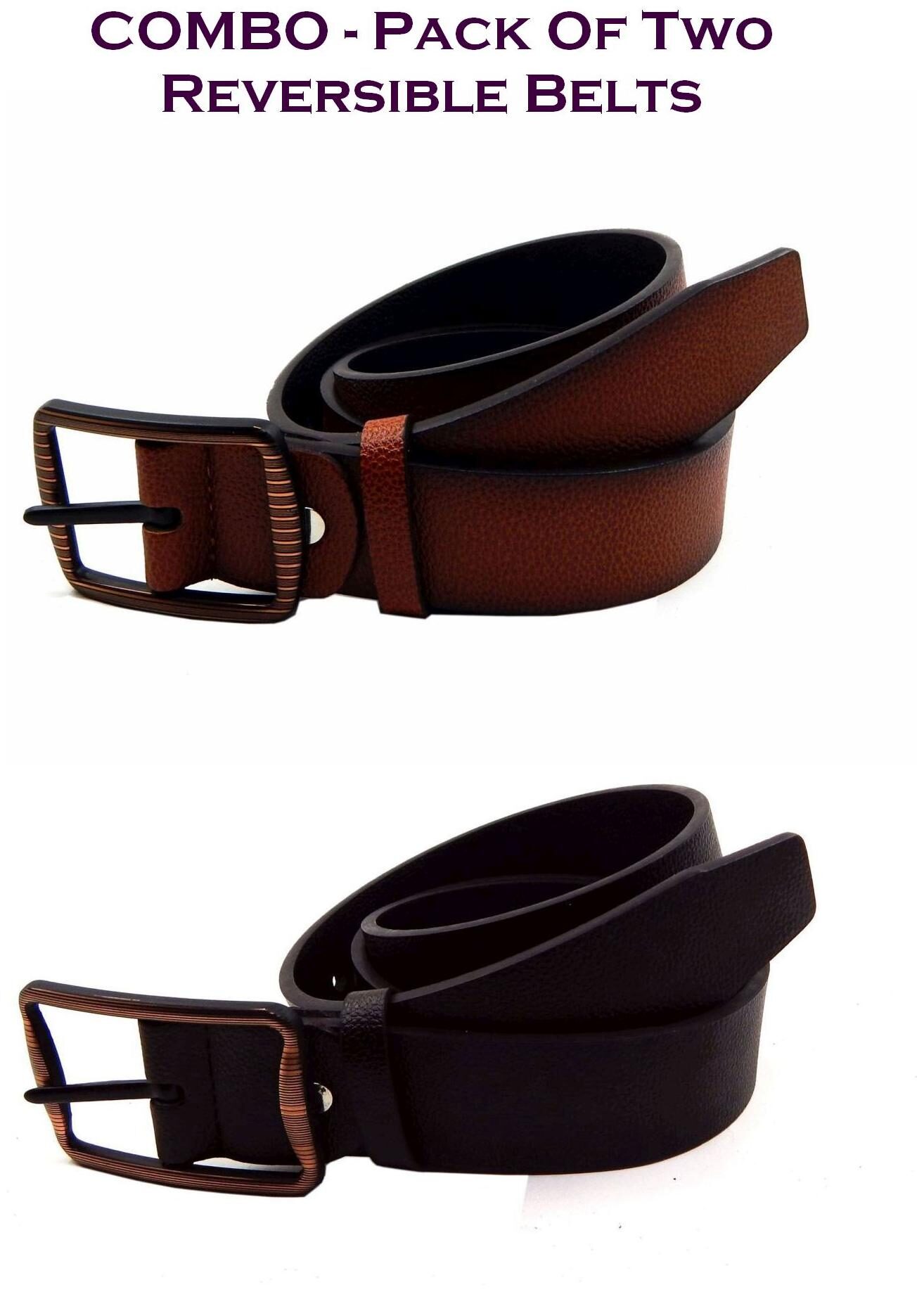 

Els Men Multi Reversible Synthetic leather Belt (Size 38 Pack of 2 )