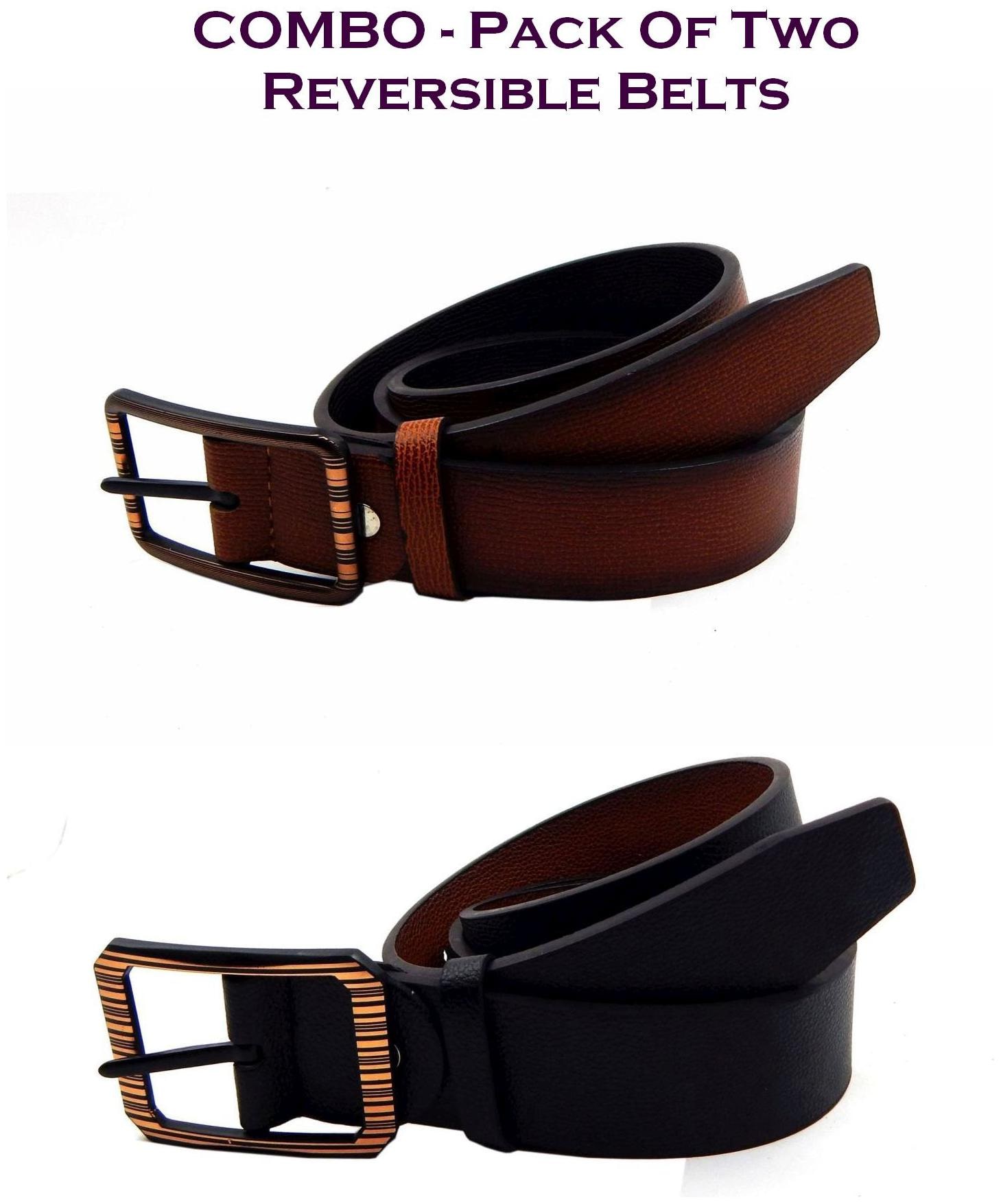 

Els Men Multi Reversible Synthetic leather Belt (Size 38 Pack of 2 )