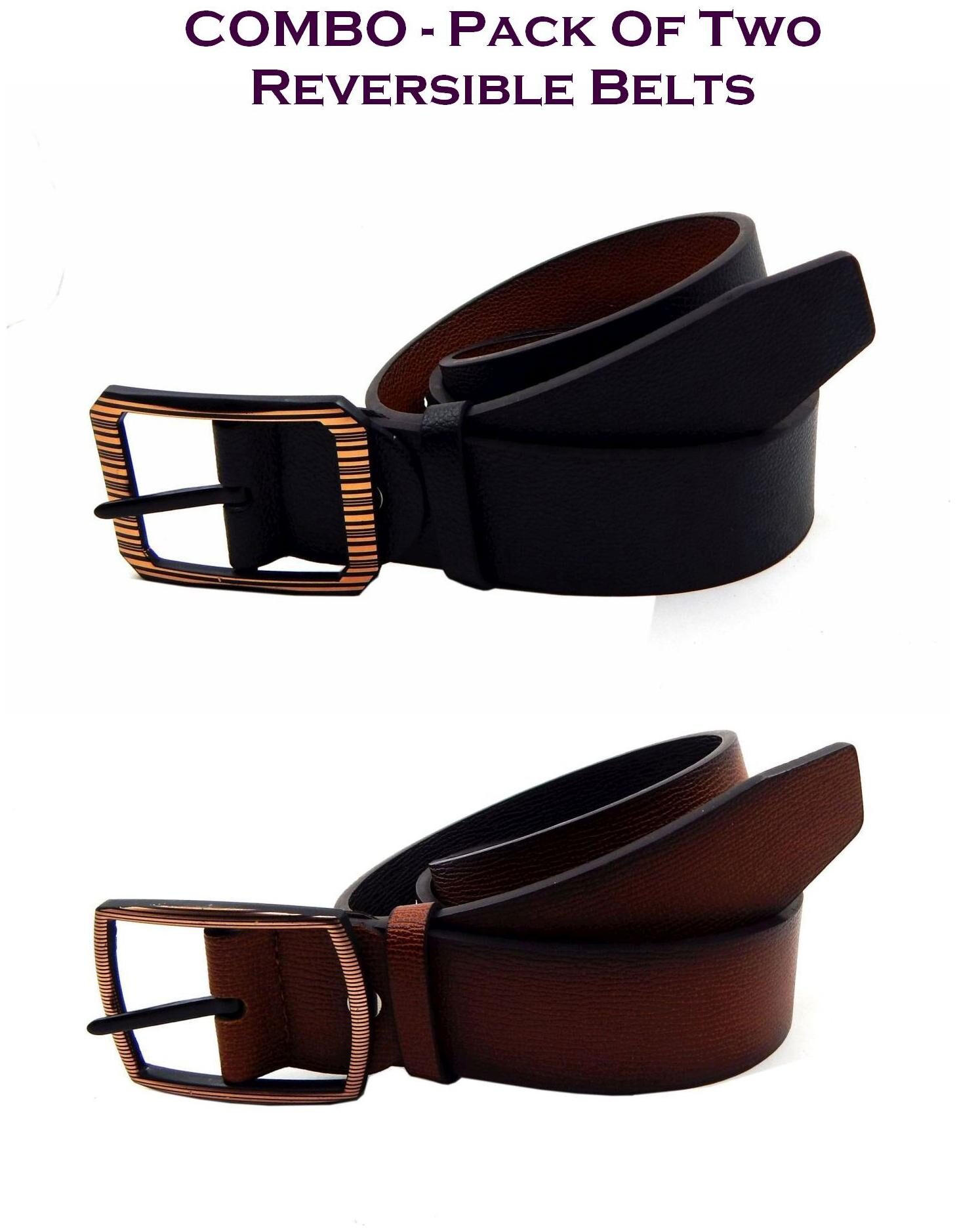 

Els Men Multi Reversible Synthetic leather Belt (Size 34 Pack of 2 )