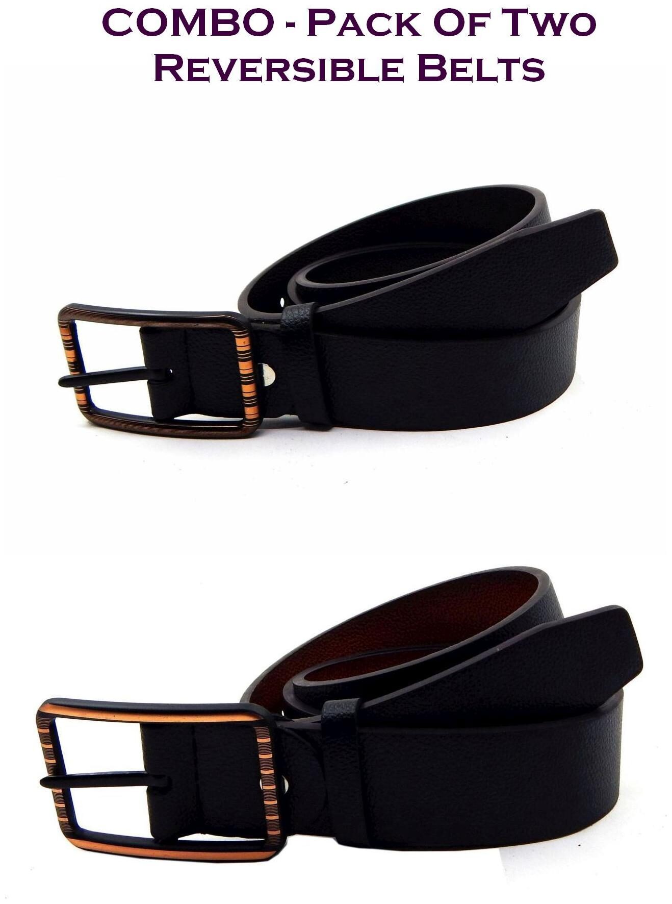 

Els Men Multi Reversible Synthetic leather Belt (Size 36 Pack of 2 )