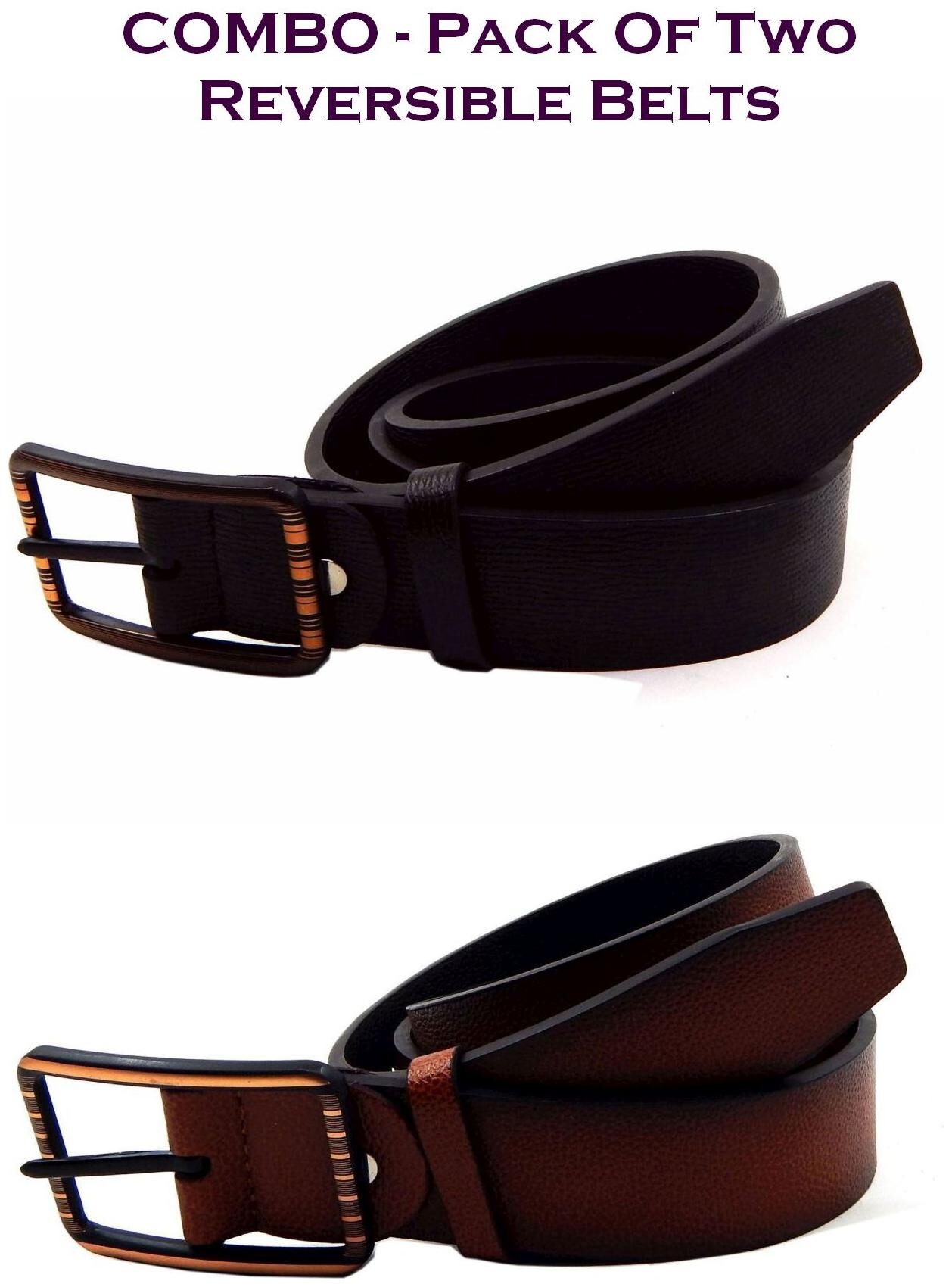 

Els Men Multi Reversible Synthetic leather Belt (Size 38 Pack of 2 )