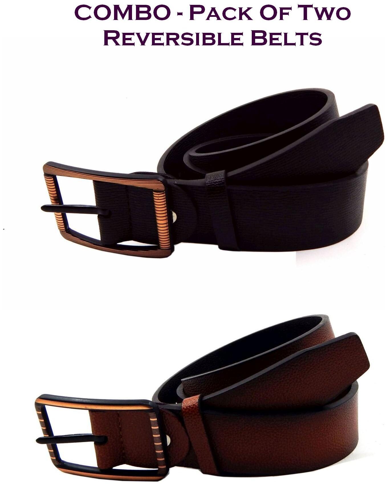 

Els Men Multi Reversible Synthetic leather Belt (Size 38 Pack of 2 )