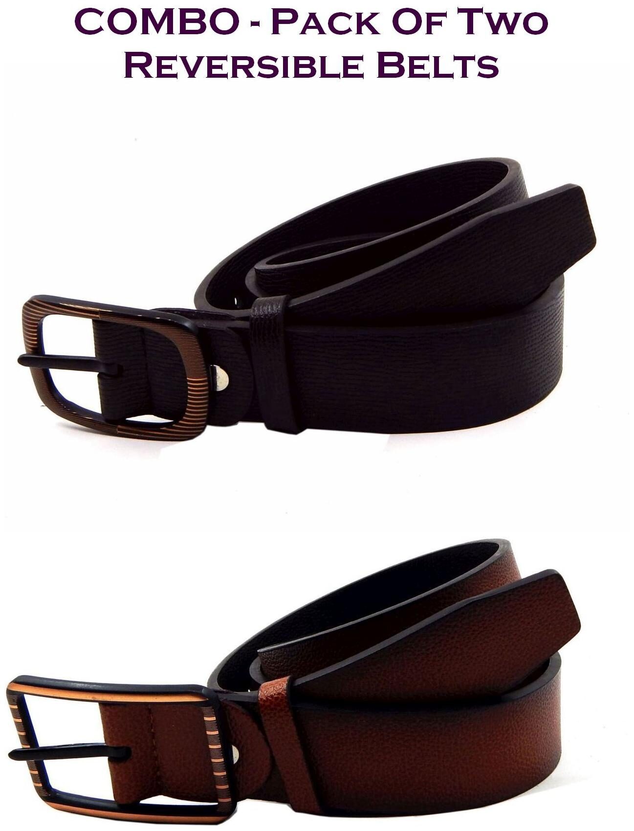 

Els Men Multi Reversible Synthetic leather Belt (Size 38 Pack of 2 )