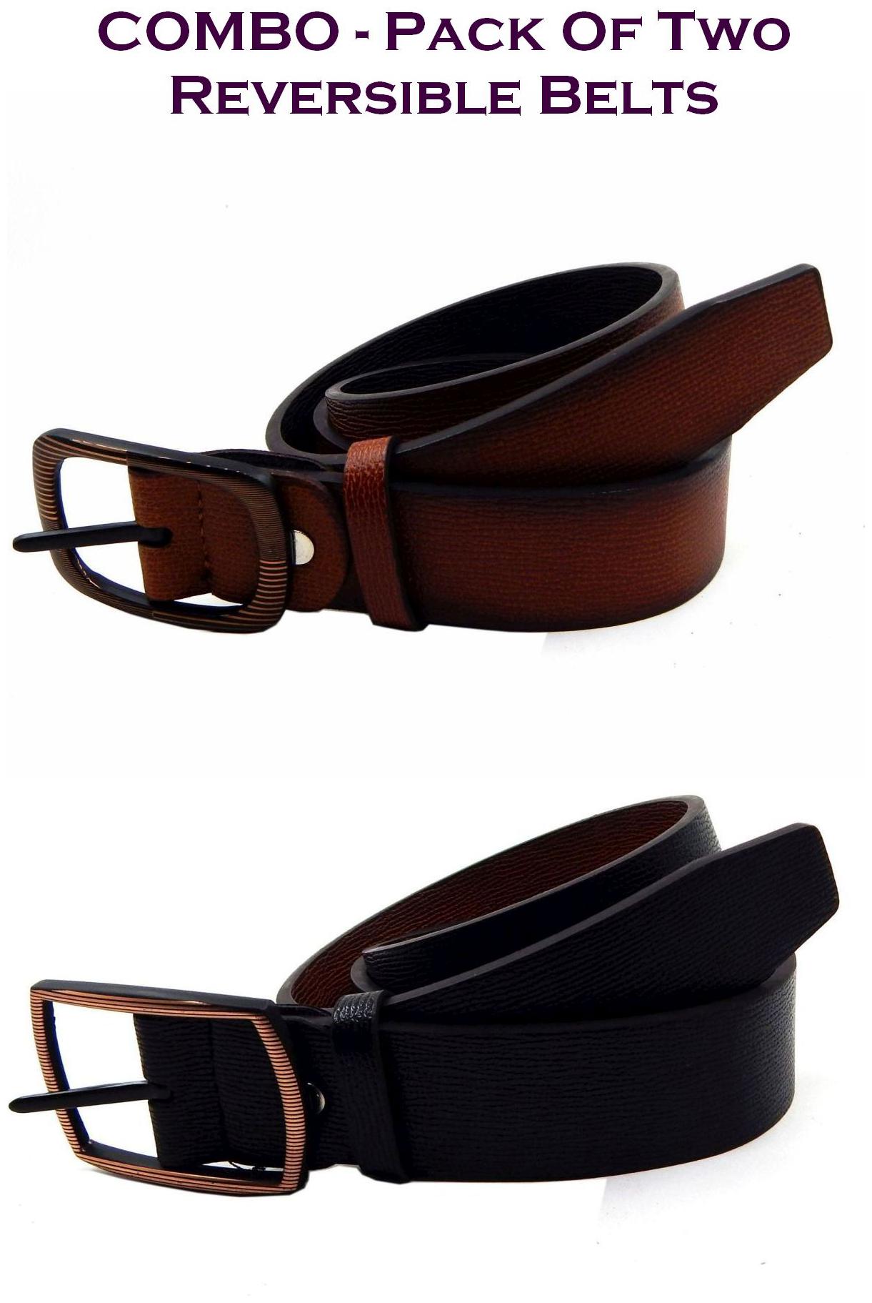 

Els Men Multi Reversible Synthetic leather Belt (Size 34 Pack of 2 )