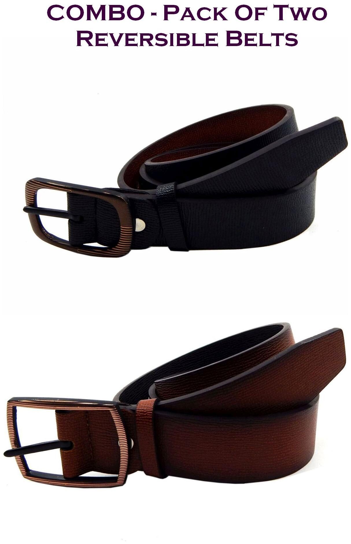 

Els Men Multi Reversible Synthetic leather Belt (Size 40 Pack of 2 )