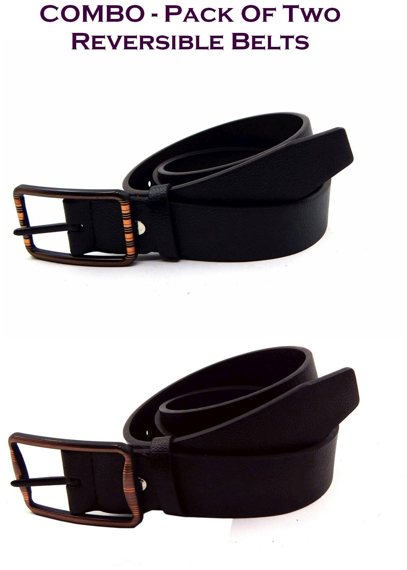 

Els Men Black Brown Reversible Synthetic leather Belt (Size 40 Pack of 2 )