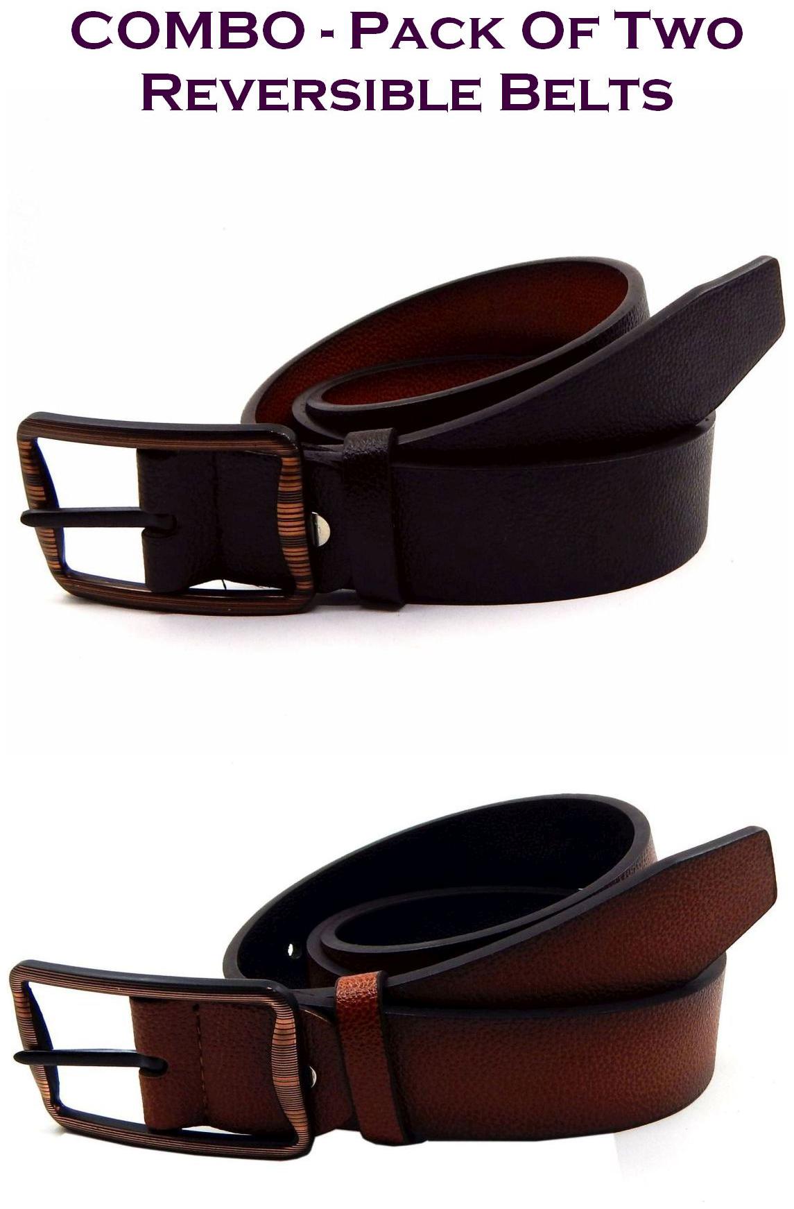 

Els Men Multi Reversible Synthetic leather Belt (Size 38 Pack of 2 )
