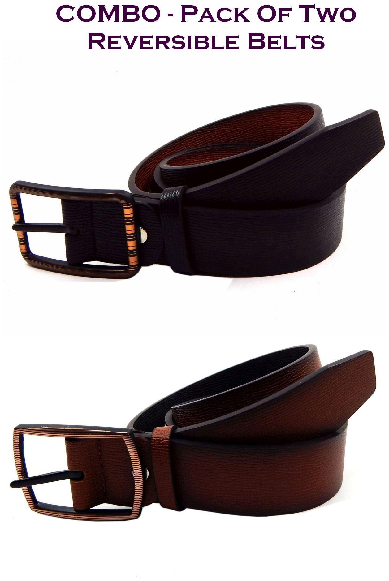 

Els Men Brown Tan Reversible Synthetic leather Belt (Size 40 Pack of 2 )