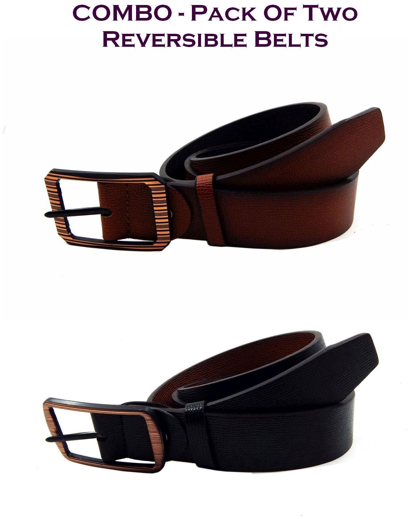 

Els Men Multi Reversible Synthetic leather Belt (Size 34 Pack of 2 )