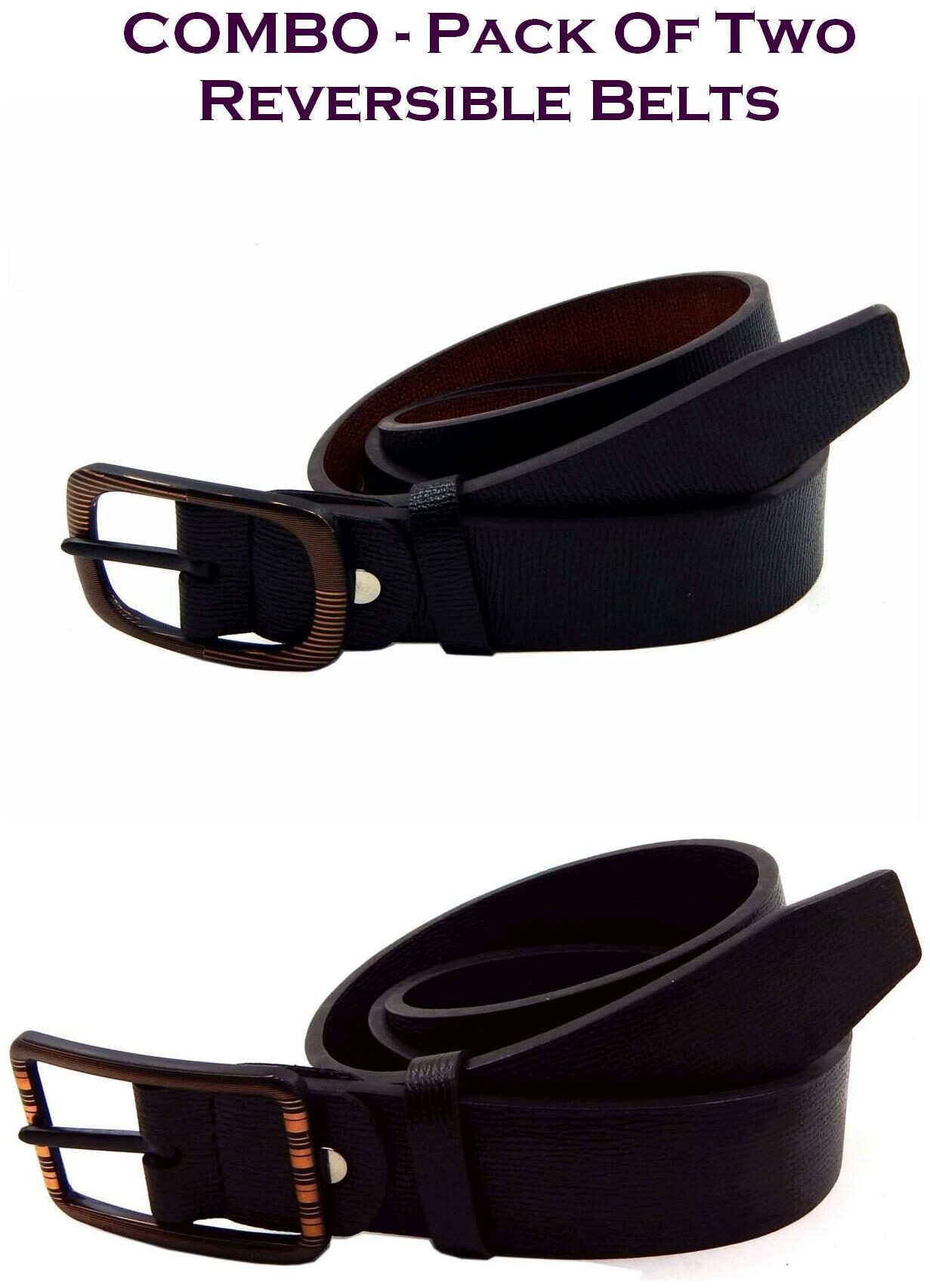 

Els Men Multi Reversible Synthetic leather Belt (Size 34 Pack of 2 )