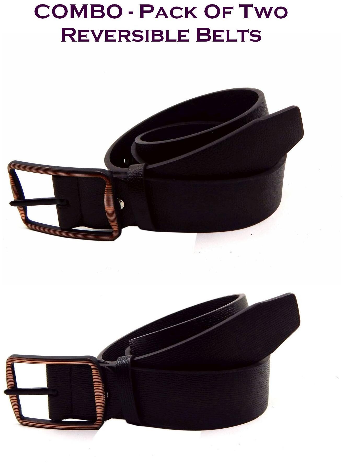 

Els Men Brown Black Reversible Synthetic leather Belt (Size 38 Pack of 2 )