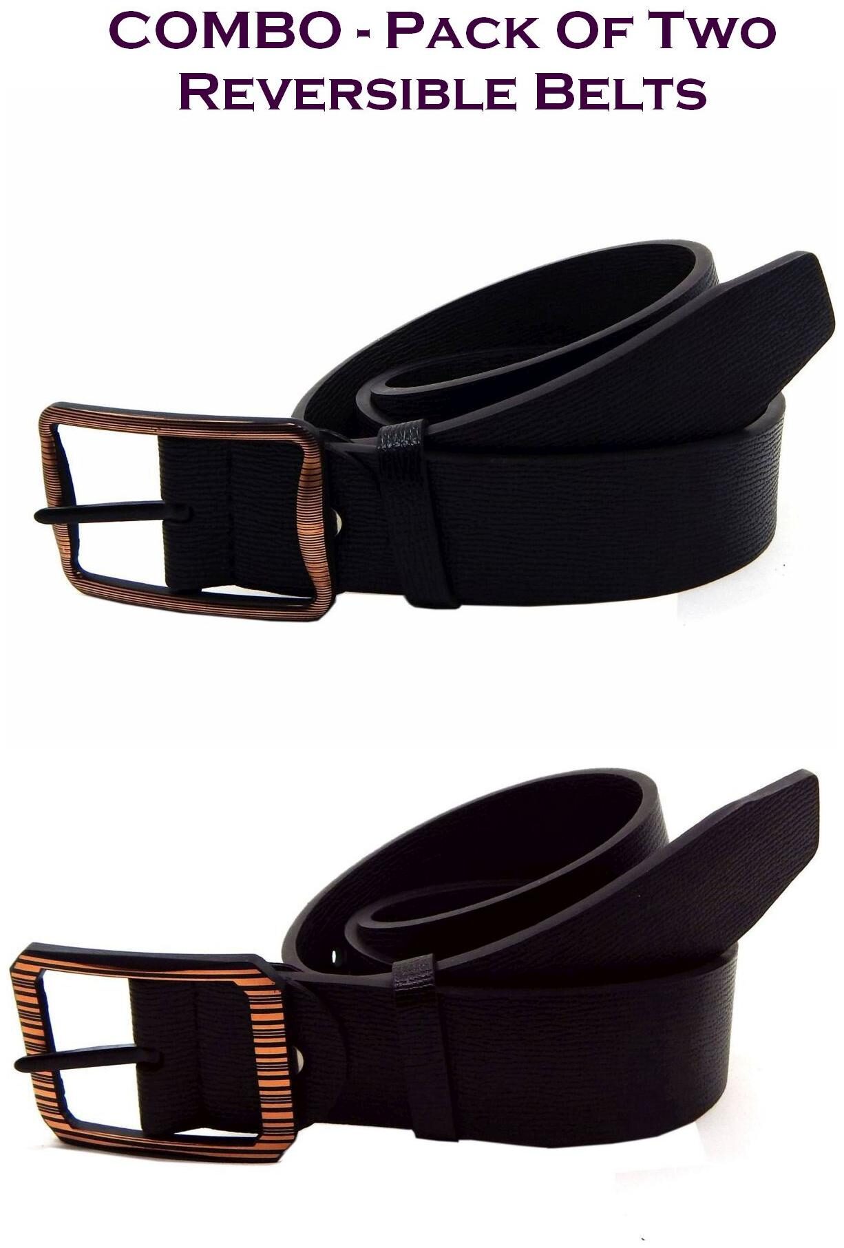 

Els Men Black Brown Reversible Synthetic leather Belt (Size 40 Pack of 2 )