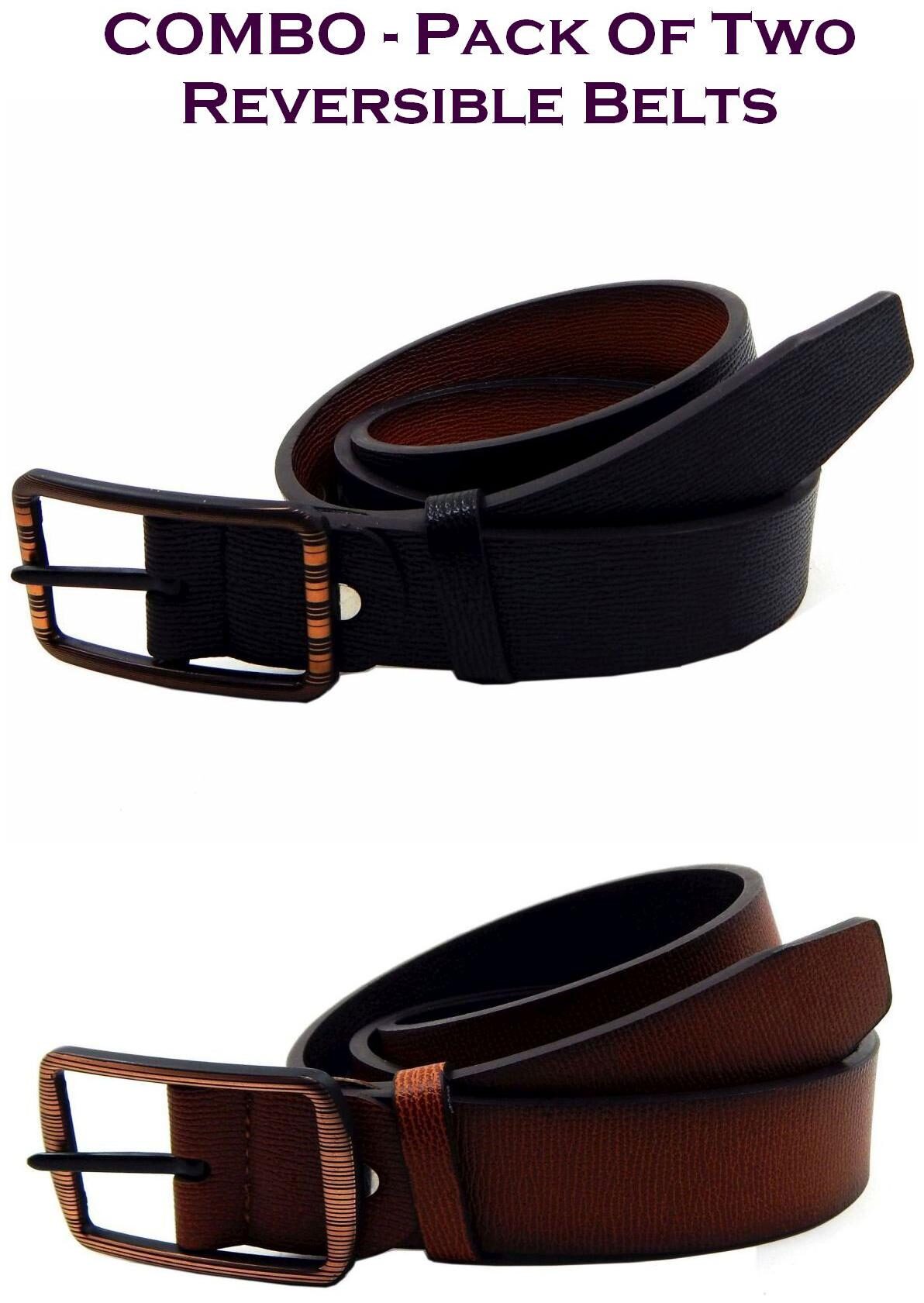 

Els Men Multi Reversible Synthetic leather Belt (Size 38 Pack of 2 )