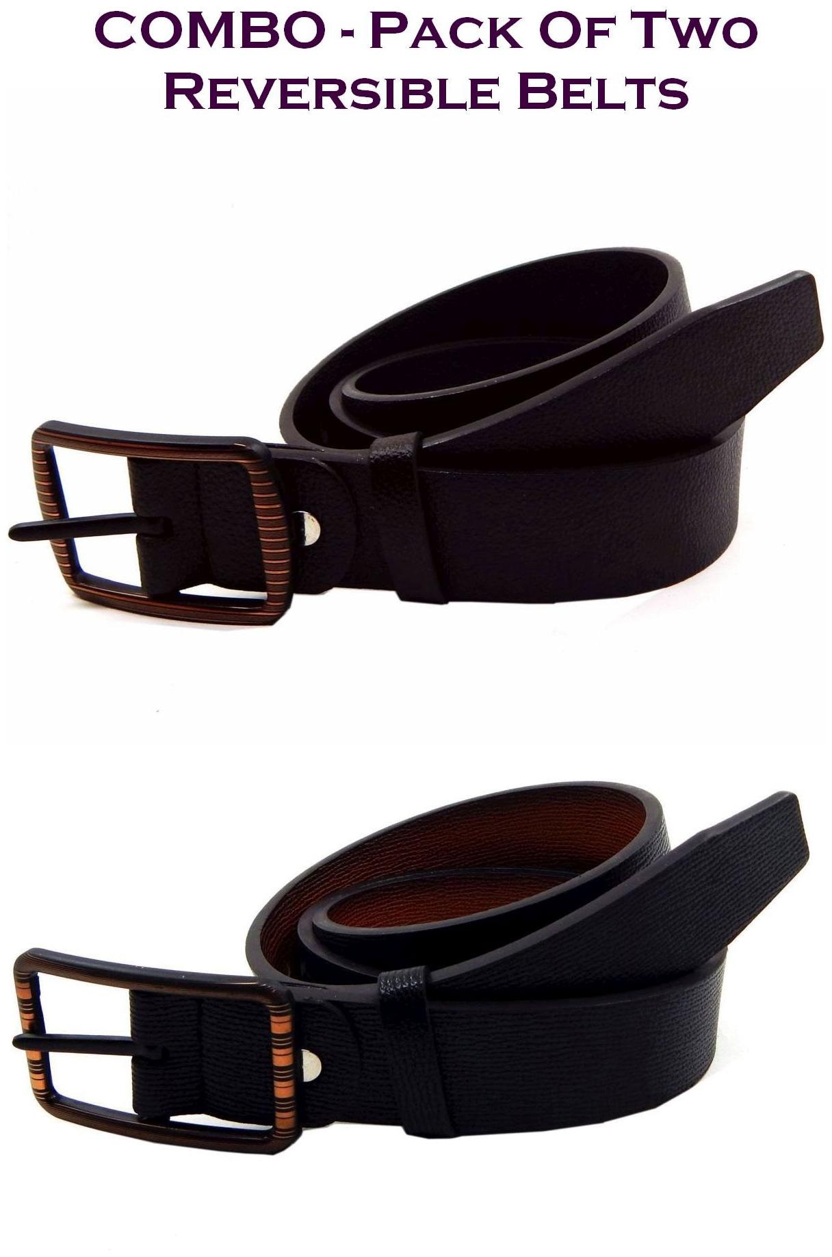 

Els Men Multi Reversible Synthetic leather Belt (Size 40 Pack of 2 )