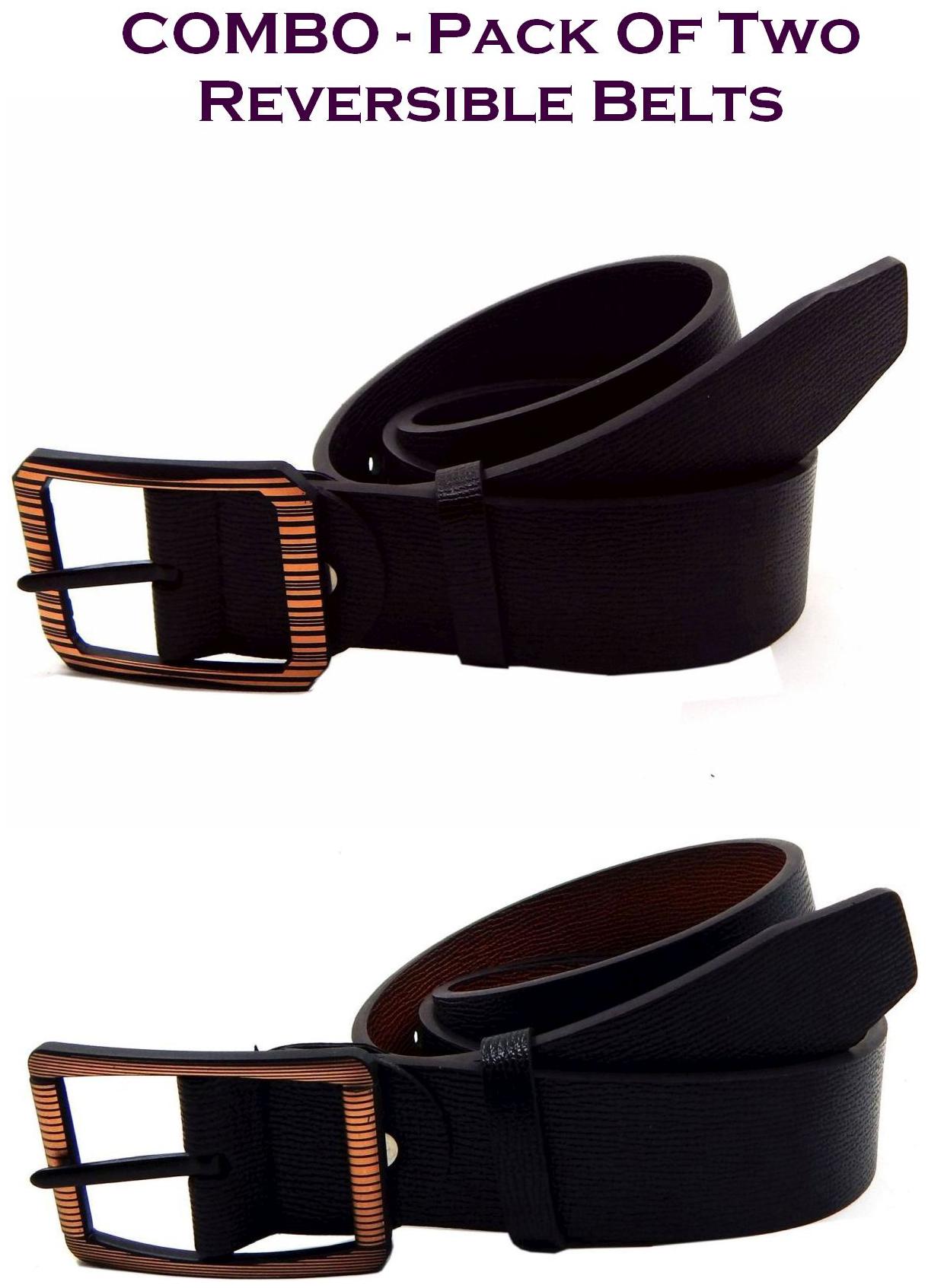 

Els Men Multi Reversible Synthetic leather Belt (Size 38 Pack of 2 )