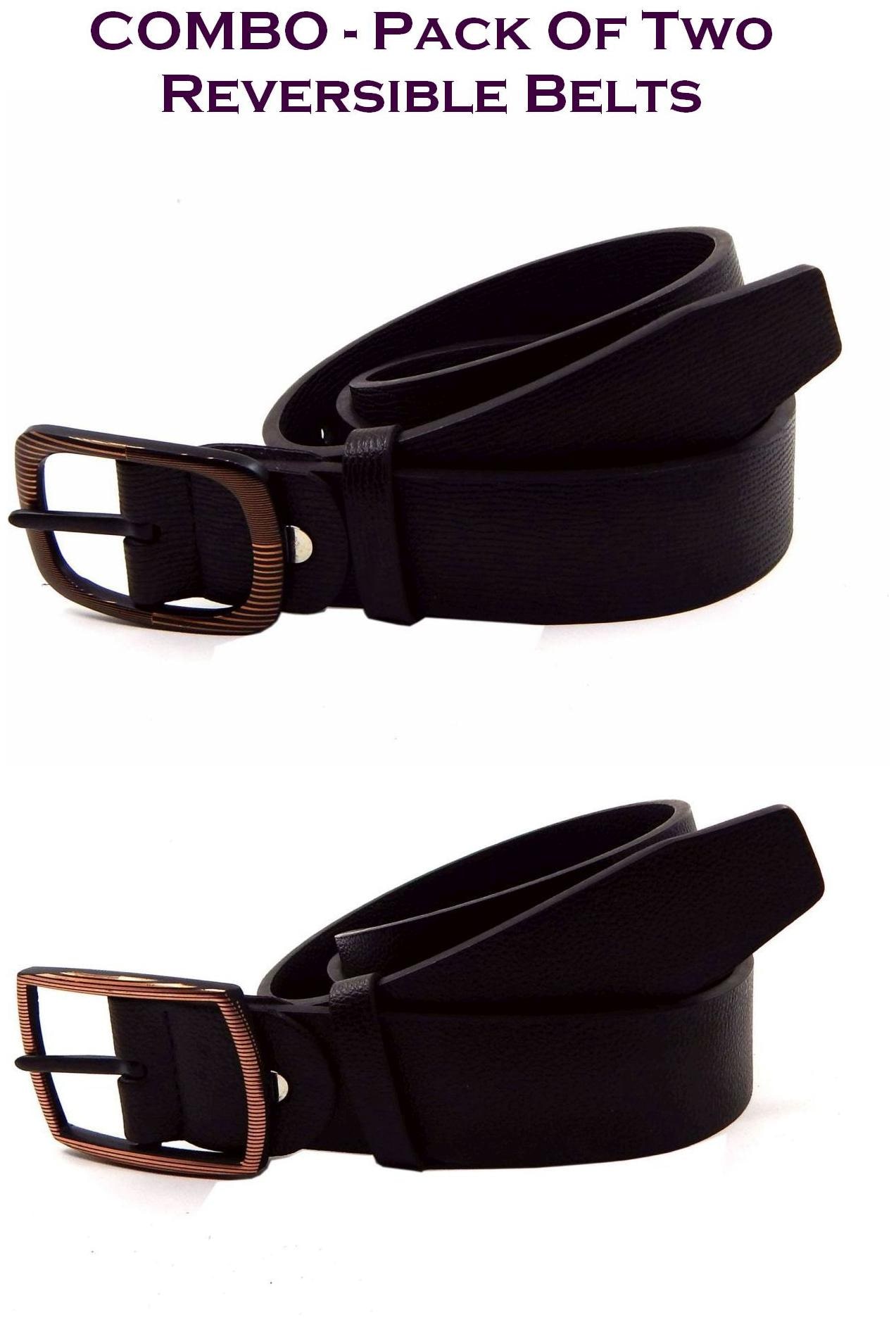 

Els Men Brown Black Reversible Synthetic leather Belt (Size 40 Pack of 2 )
