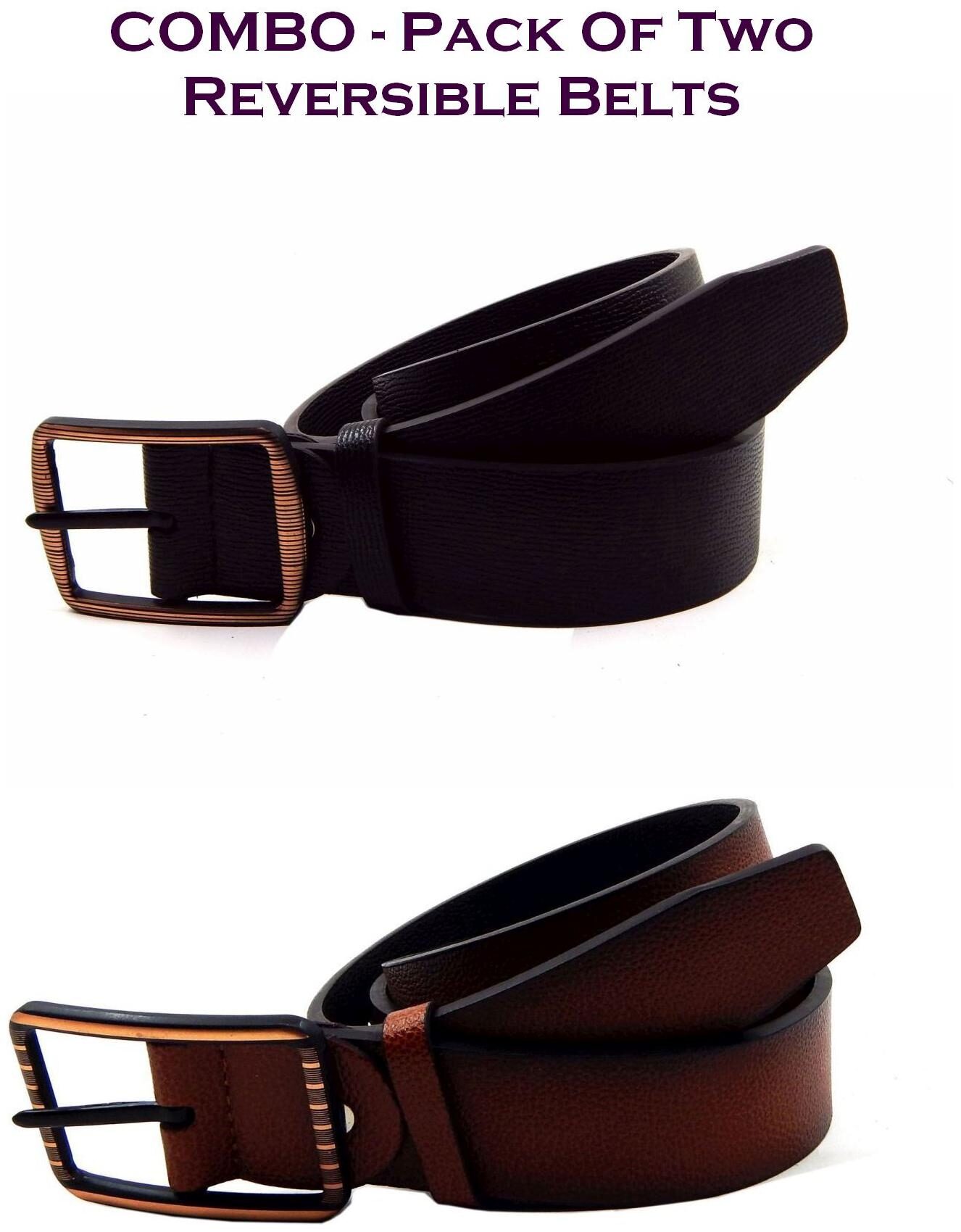 

Els Men Multi Reversible Synthetic leather Belt (Size 40 Pack of 2 )