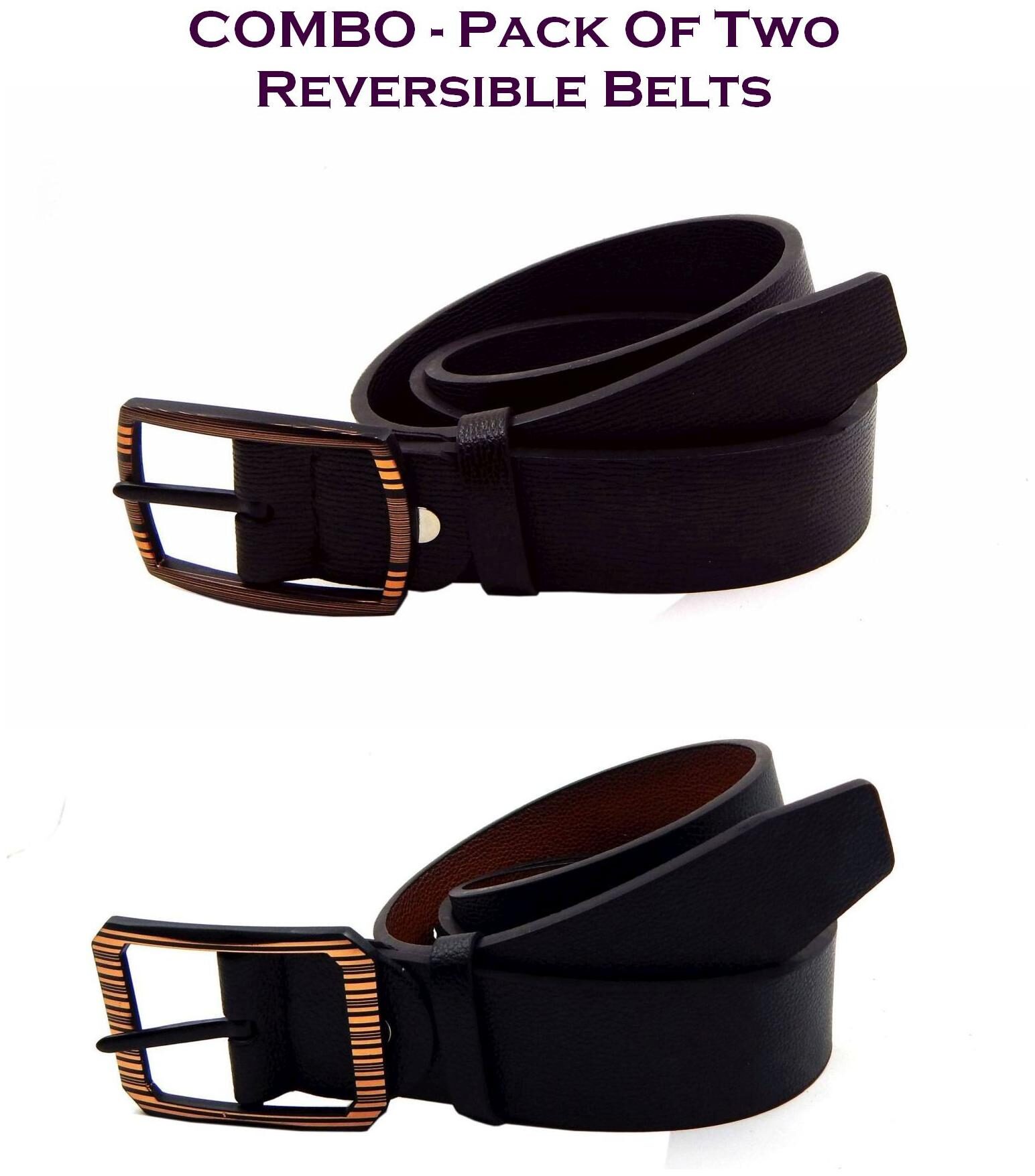 

Els Men Multi Reversible Synthetic leather Belt (Size 38 Pack of 2 )