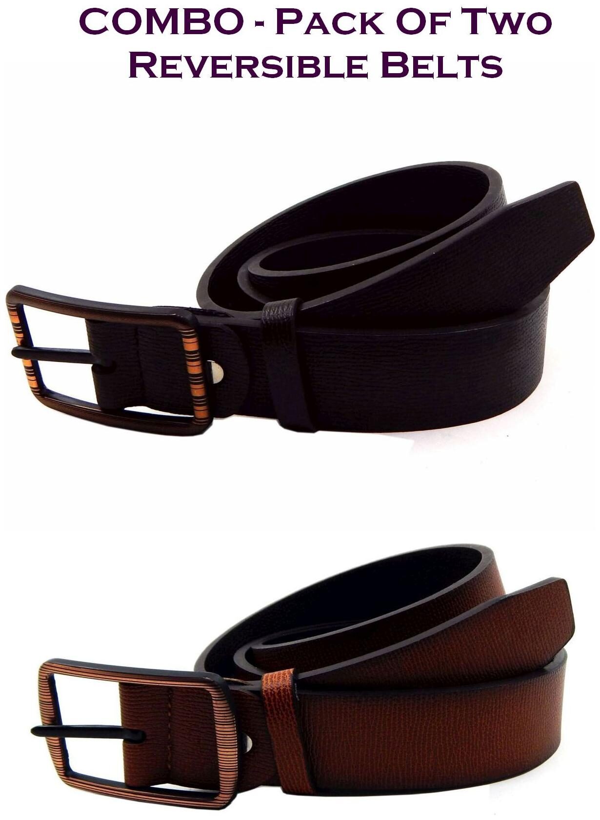 

Els Men Multi Reversible Synthetic leather Belt (Size 38 Pack of 2 )