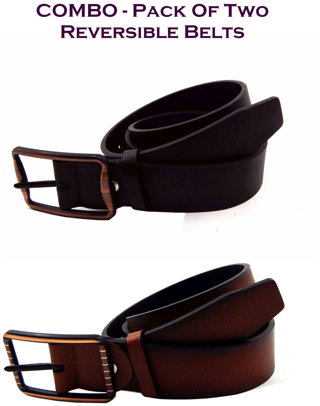 

Els Men Multi Reversible Synthetic leather Belt (Size 38 Pack of 2 )