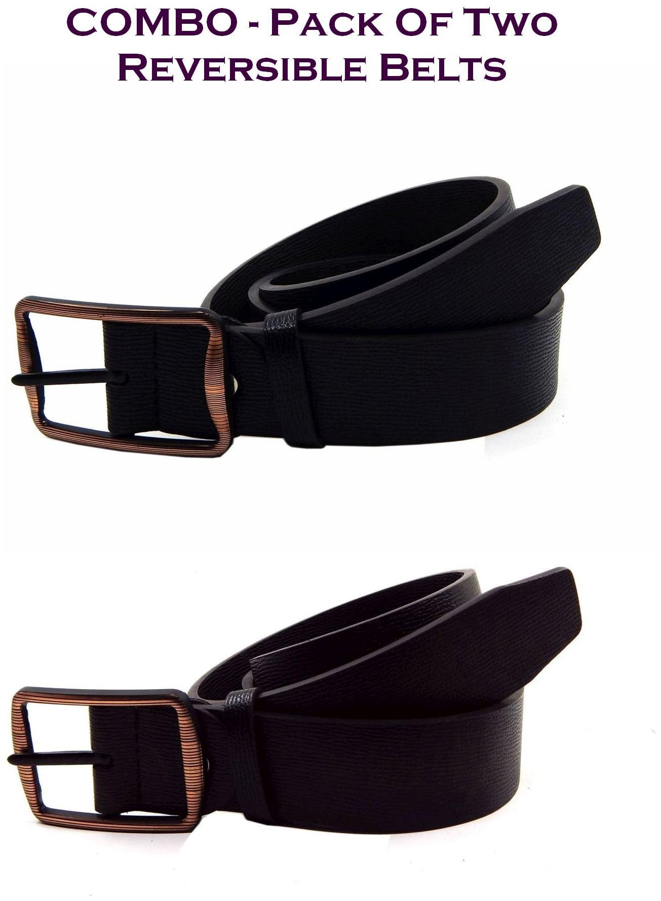 

Els Men Black Brown Reversible Synthetic leather Belt (Size 40 Pack of 2 )