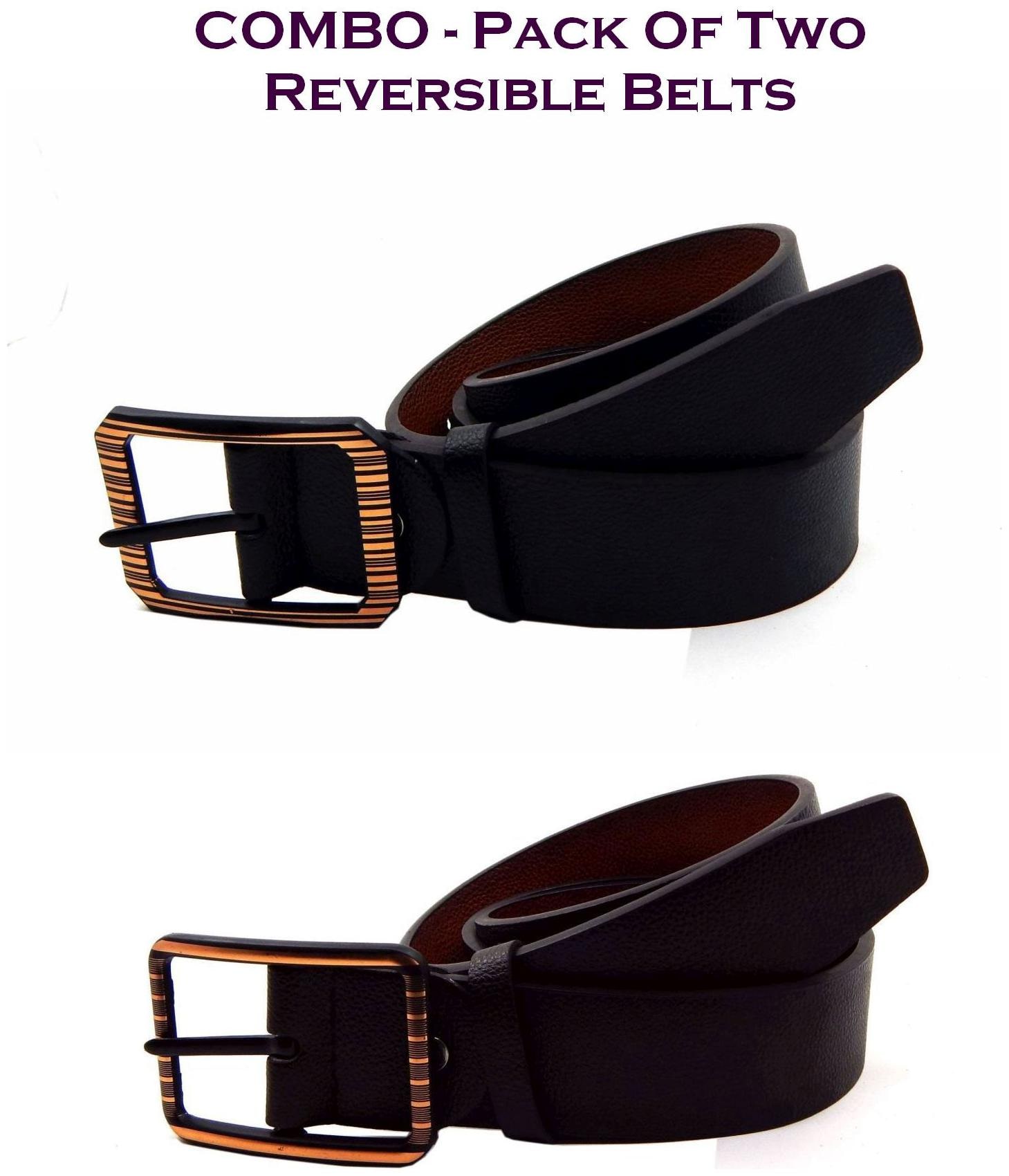 

Els Men Multi Reversible Synthetic leather Belt (Size 38 Pack of 2 )