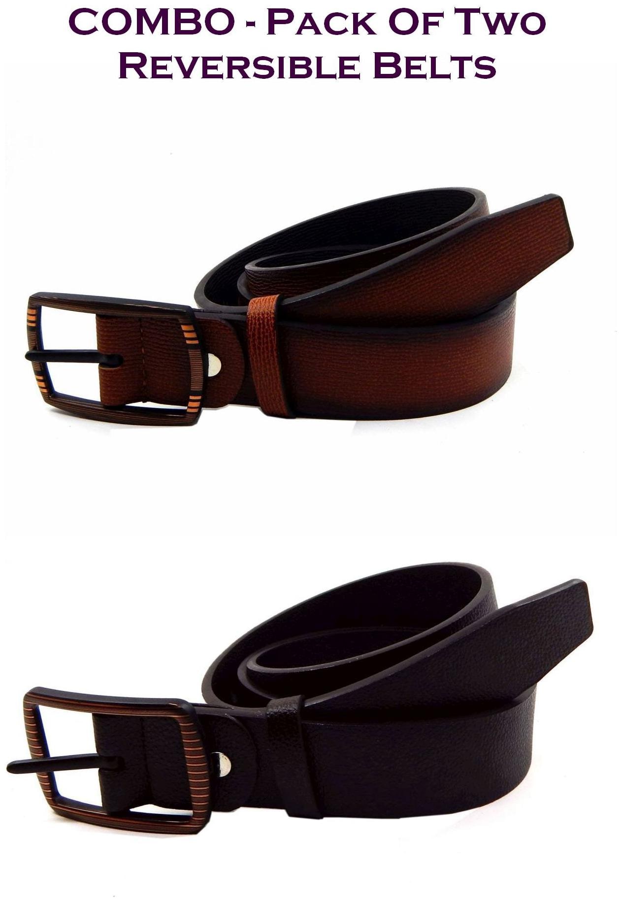 

Els Men Multi Reversible Synthetic leather Belt (Size 40 Pack of 2 )
