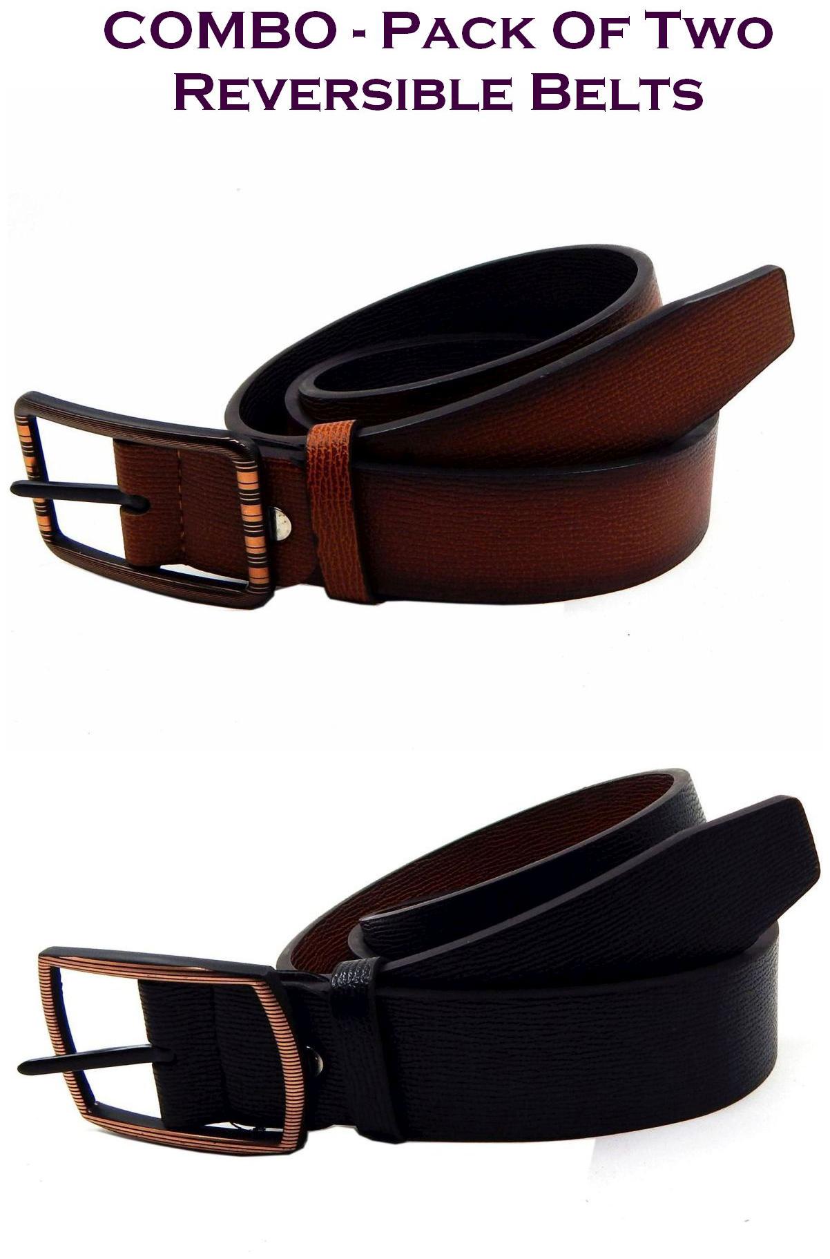 

Els Men Multi Reversible Synthetic leather Belt (Size 38 Pack of 2 )