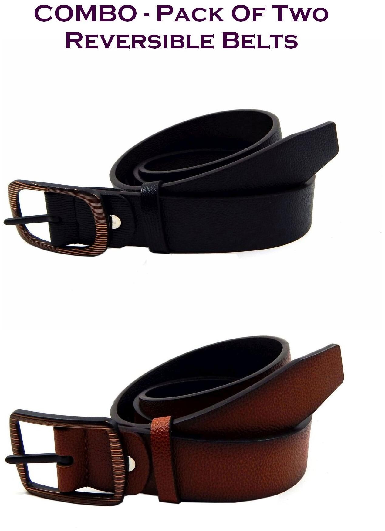 

Els Men Multi Reversible Synthetic leather Belt (Size 38 Pack of 2 )