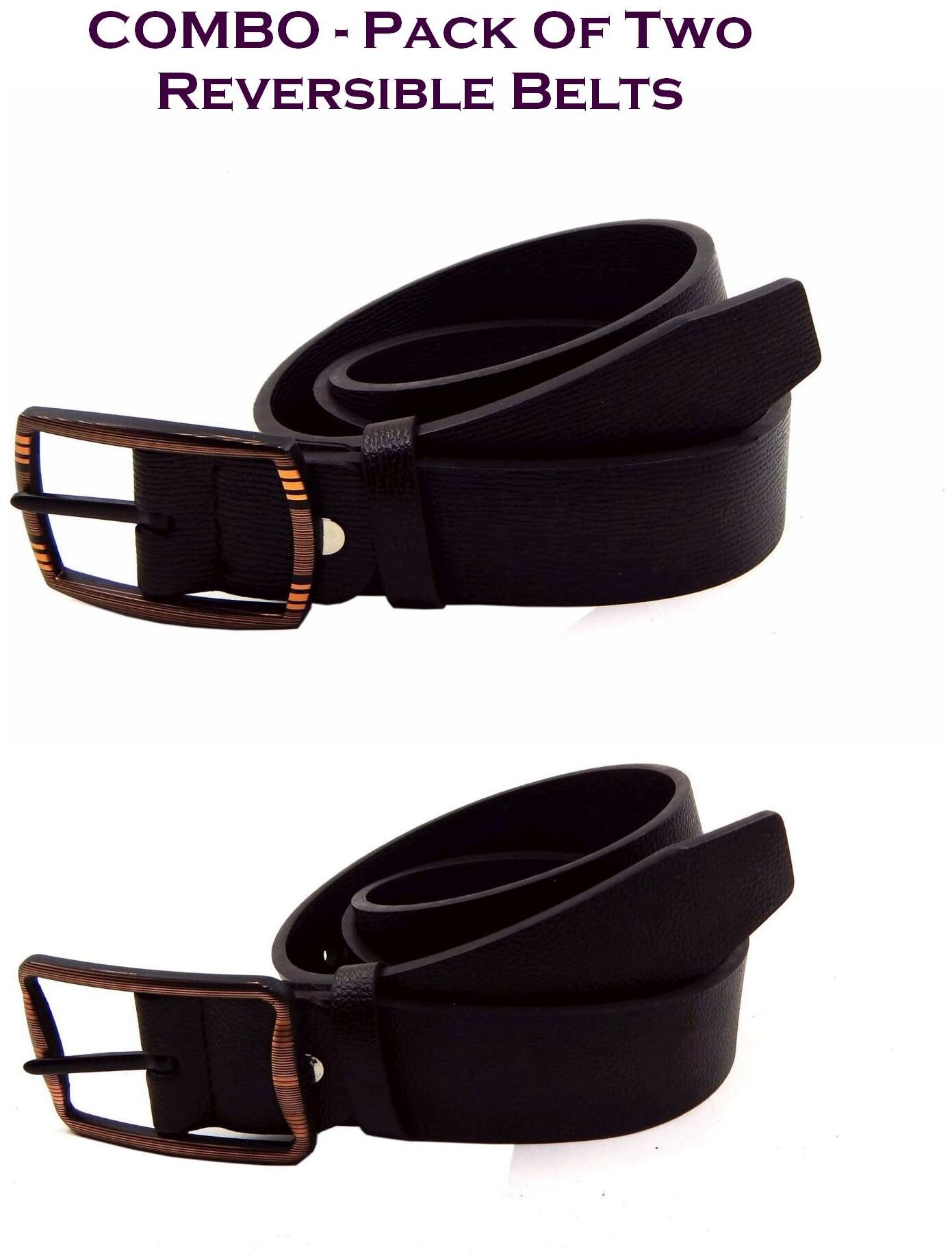 

Els Men Brown Black Reversible Synthetic leather Belt (Size 36 Pack of 2 )