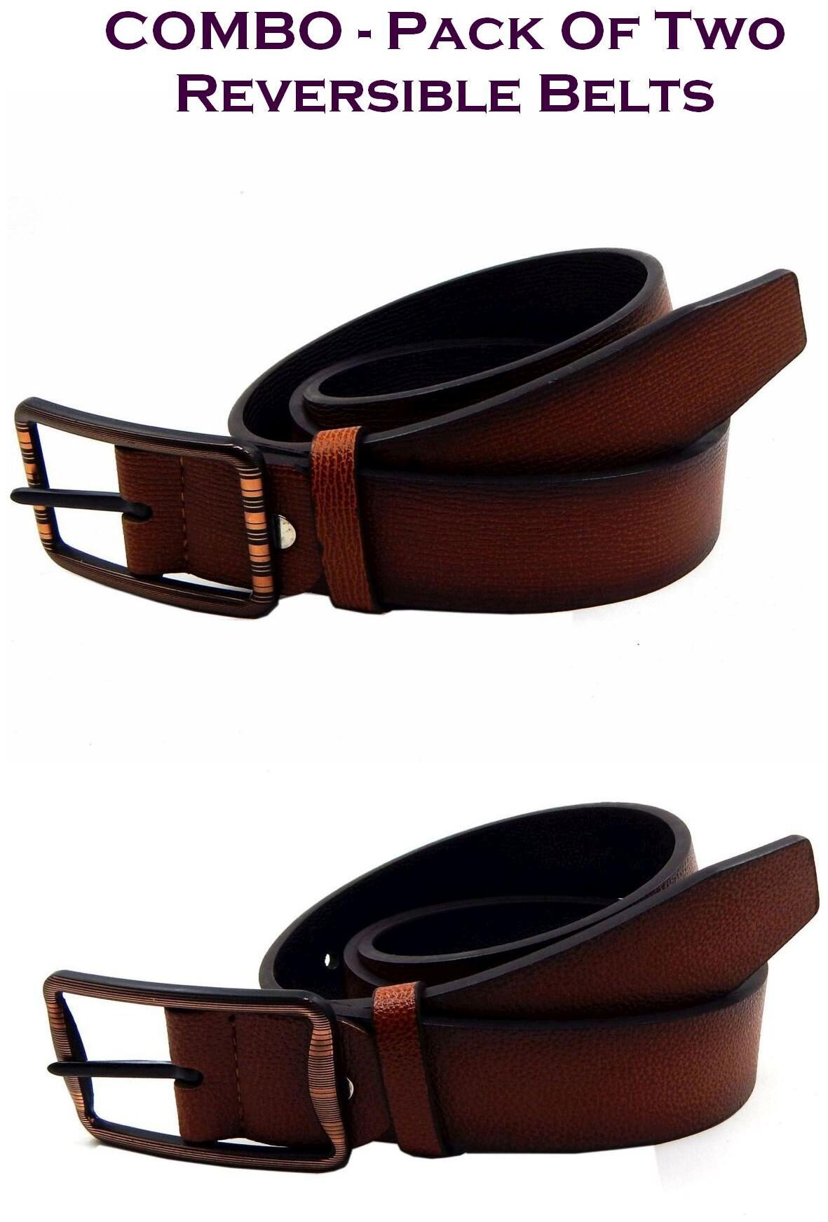 

Els Men Multi Reversible Synthetic leather Belt (Size 34 Pack of 2 )