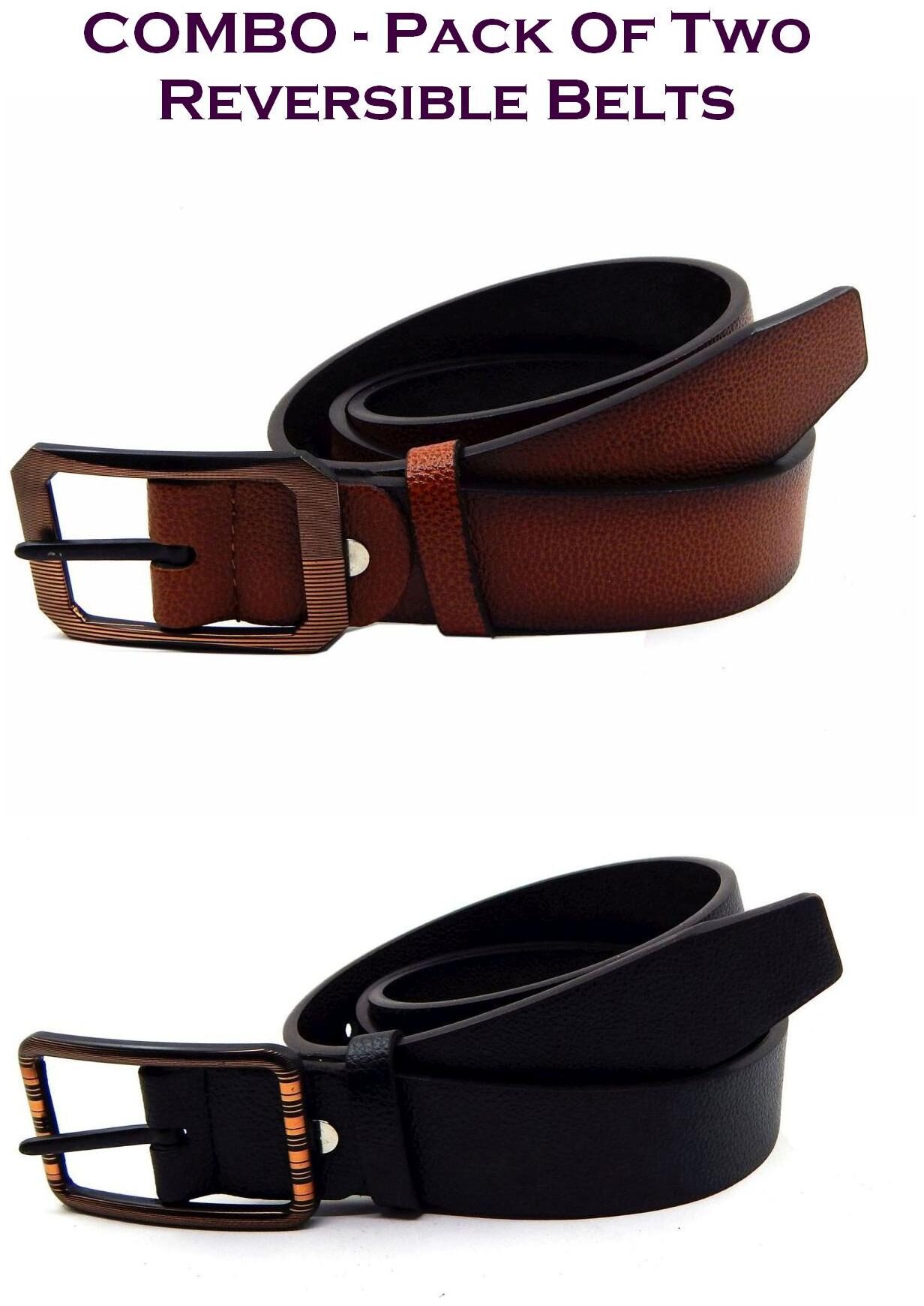 

Els Men Multi Reversible Synthetic leather Belt (Size 34 Pack of 2 )