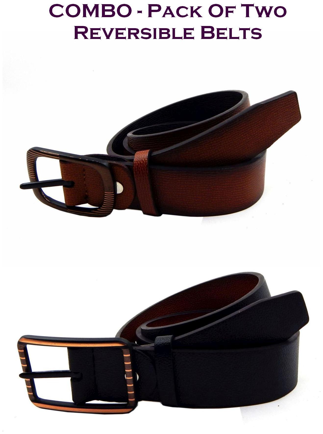 

Els Men Multi Reversible Synthetic leather Belt (Size 38 Pack of 2 )