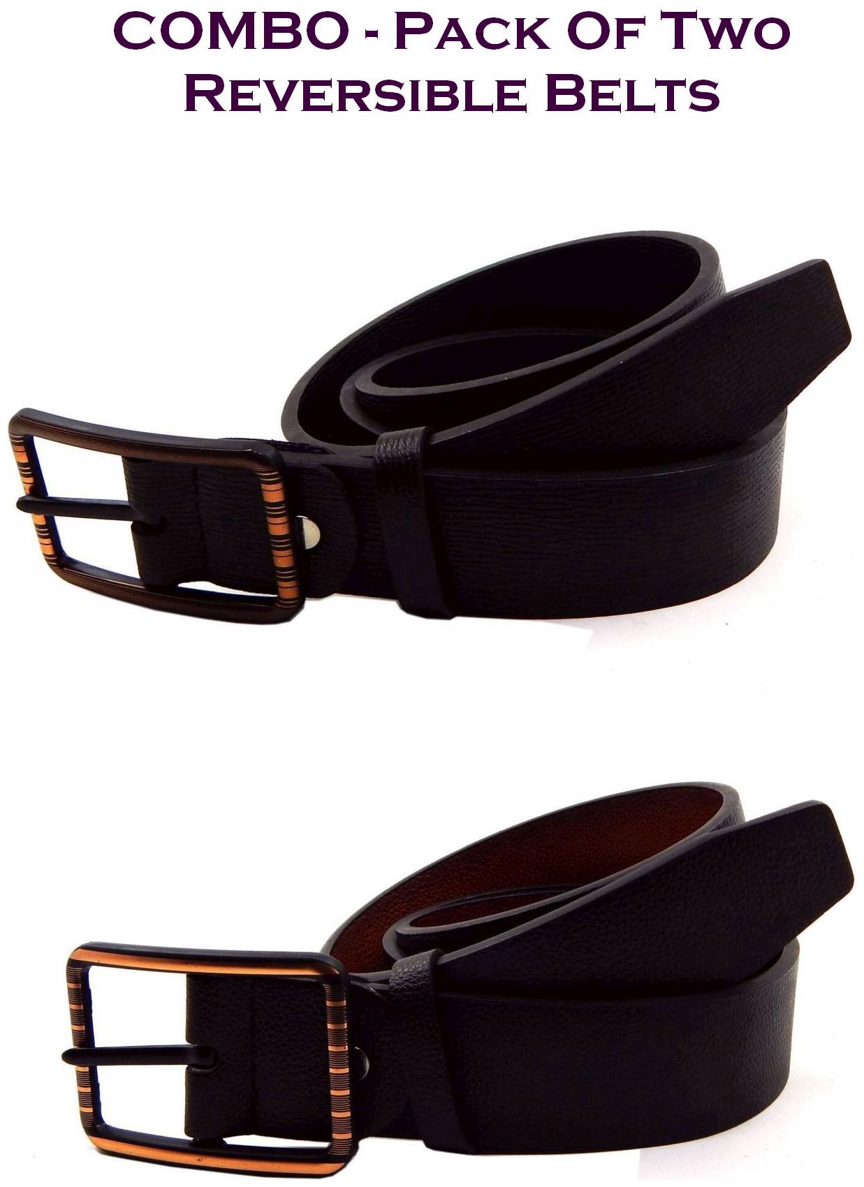 

Els Men Multi Reversible Synthetic leather Belt (Size 34 Pack of 2 )