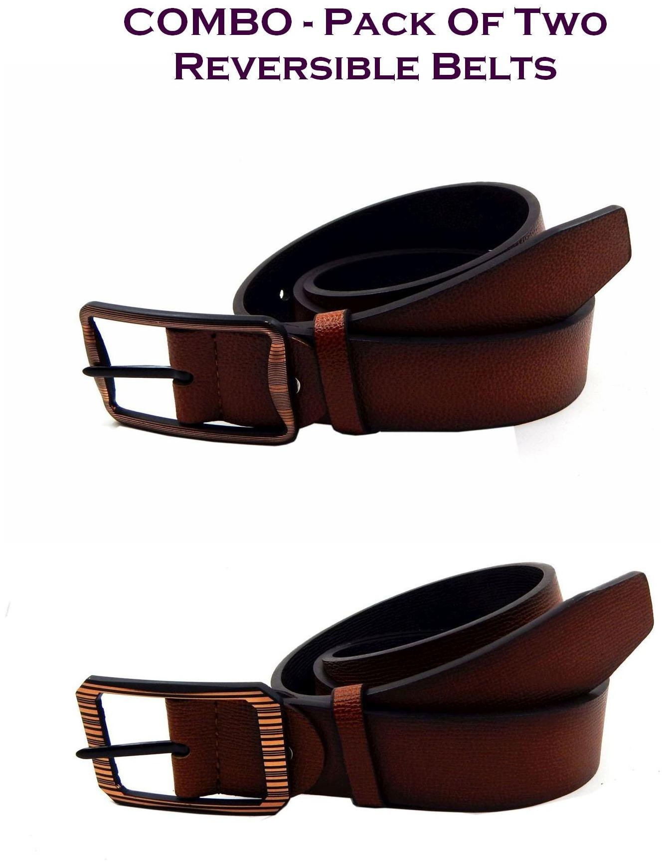 

Els Men Multi Reversible Synthetic leather Belt (Size 34 Pack of 2 )