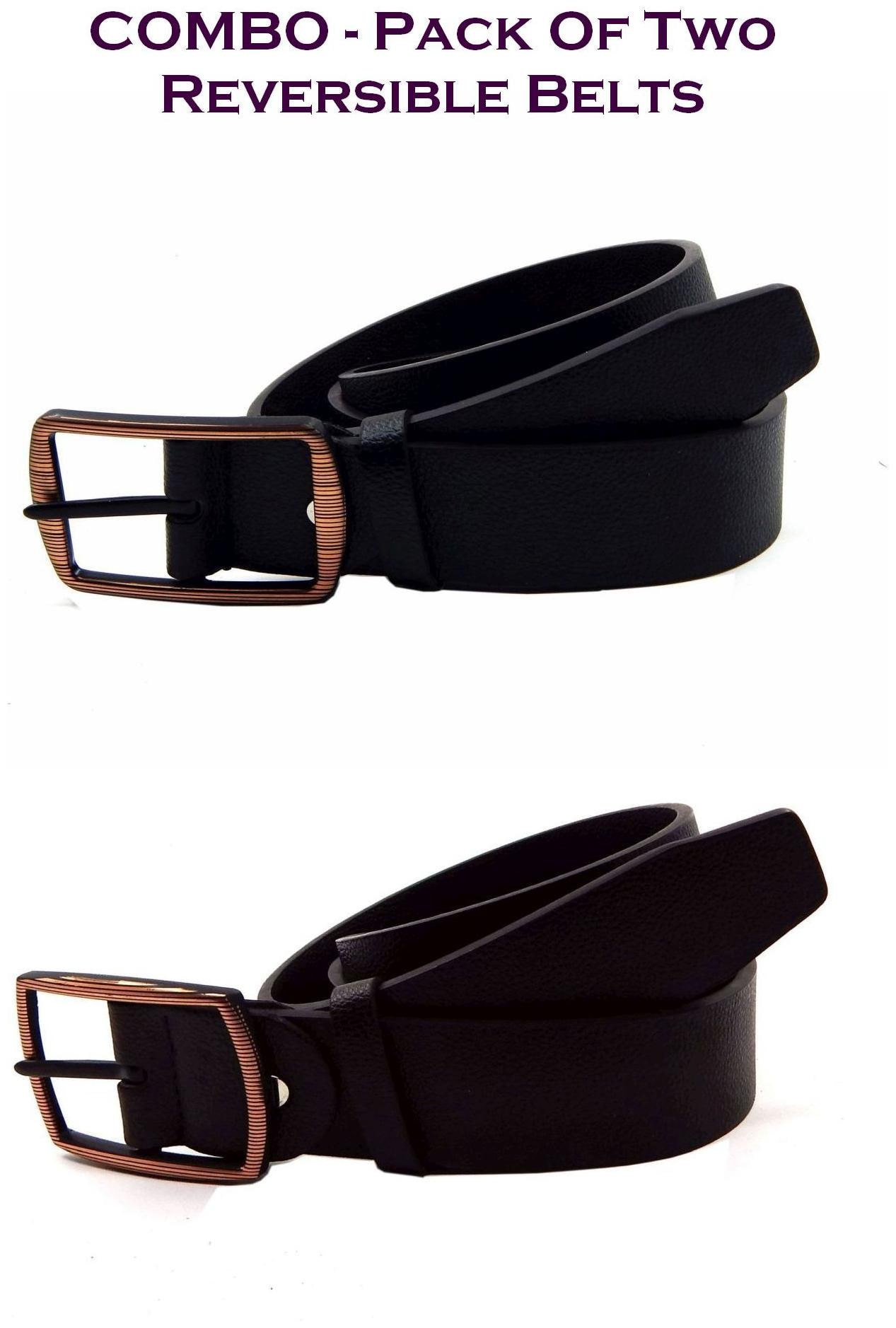 

Els Men Black Brown Reversible Synthetic leather Belt (Size 40 Pack of 2 )