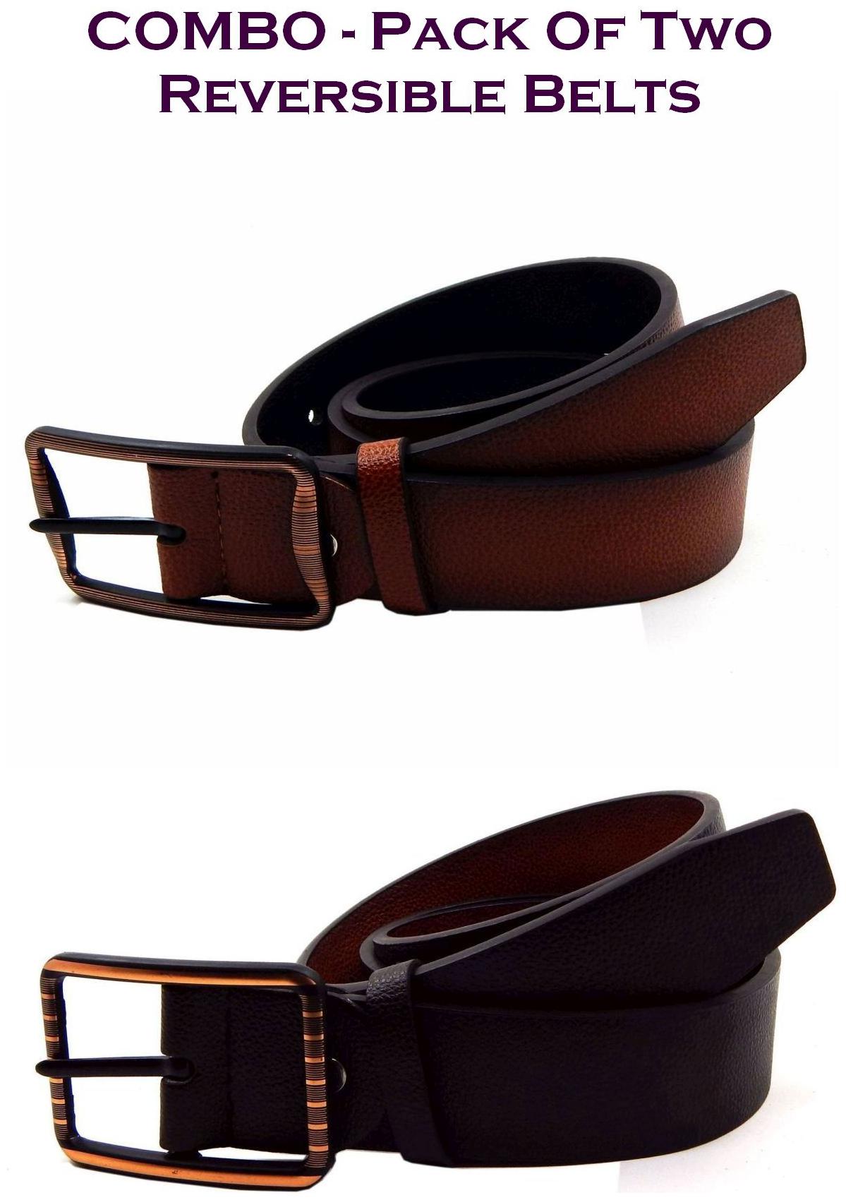 

Els Men Multi Reversible Synthetic leather Belt (Size 40 Pack of 2 )