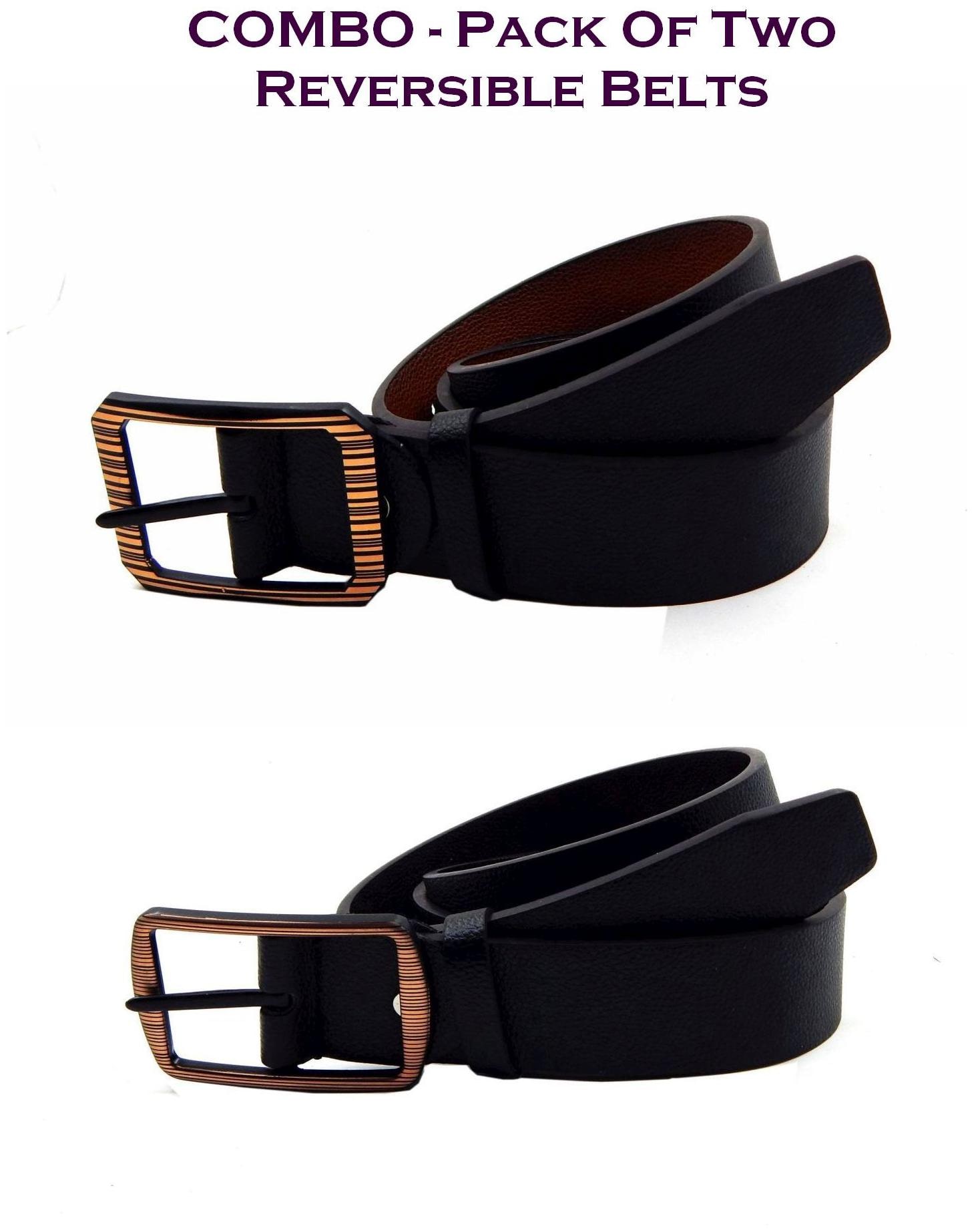 

Els Men Multi Reversible Synthetic leather Belt (Size 38 Pack of 2 )