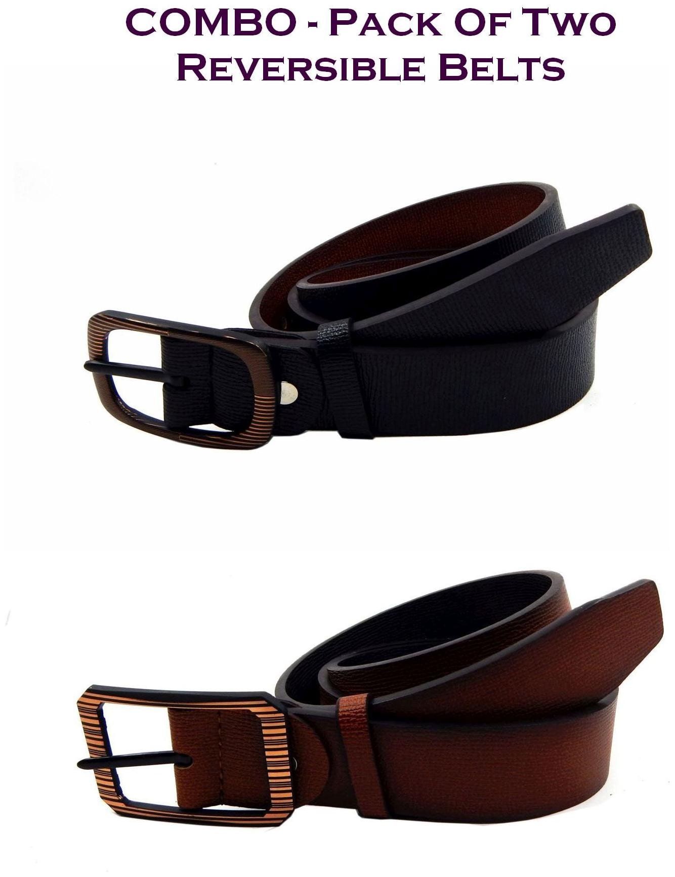 

Els Men Multi Reversible Synthetic leather Belt (Size 40 Pack of 2 )