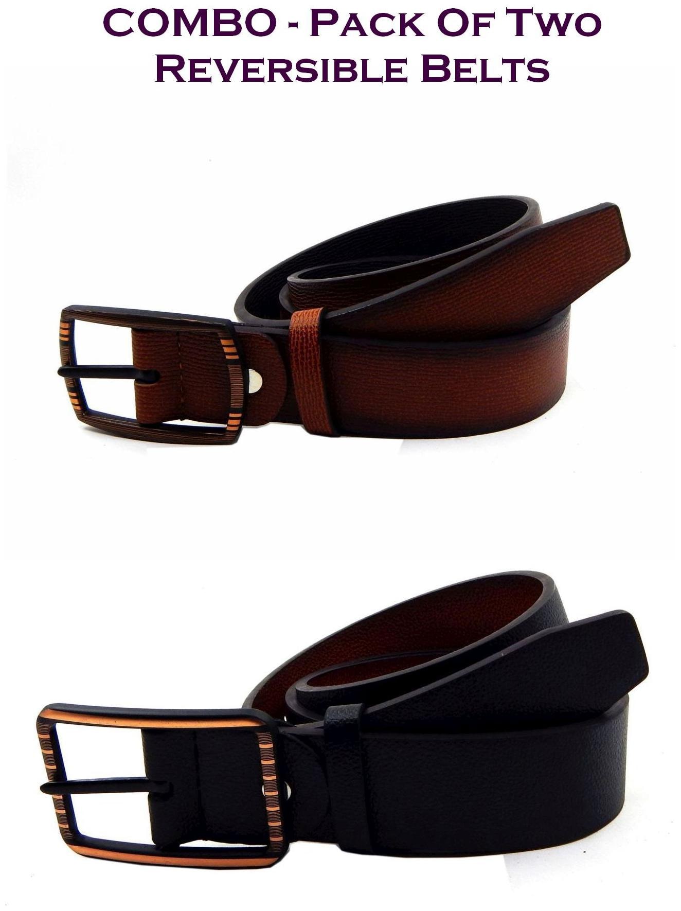 

Els Men Multi Reversible Synthetic leather Belt (Size 34 Pack of 2 )