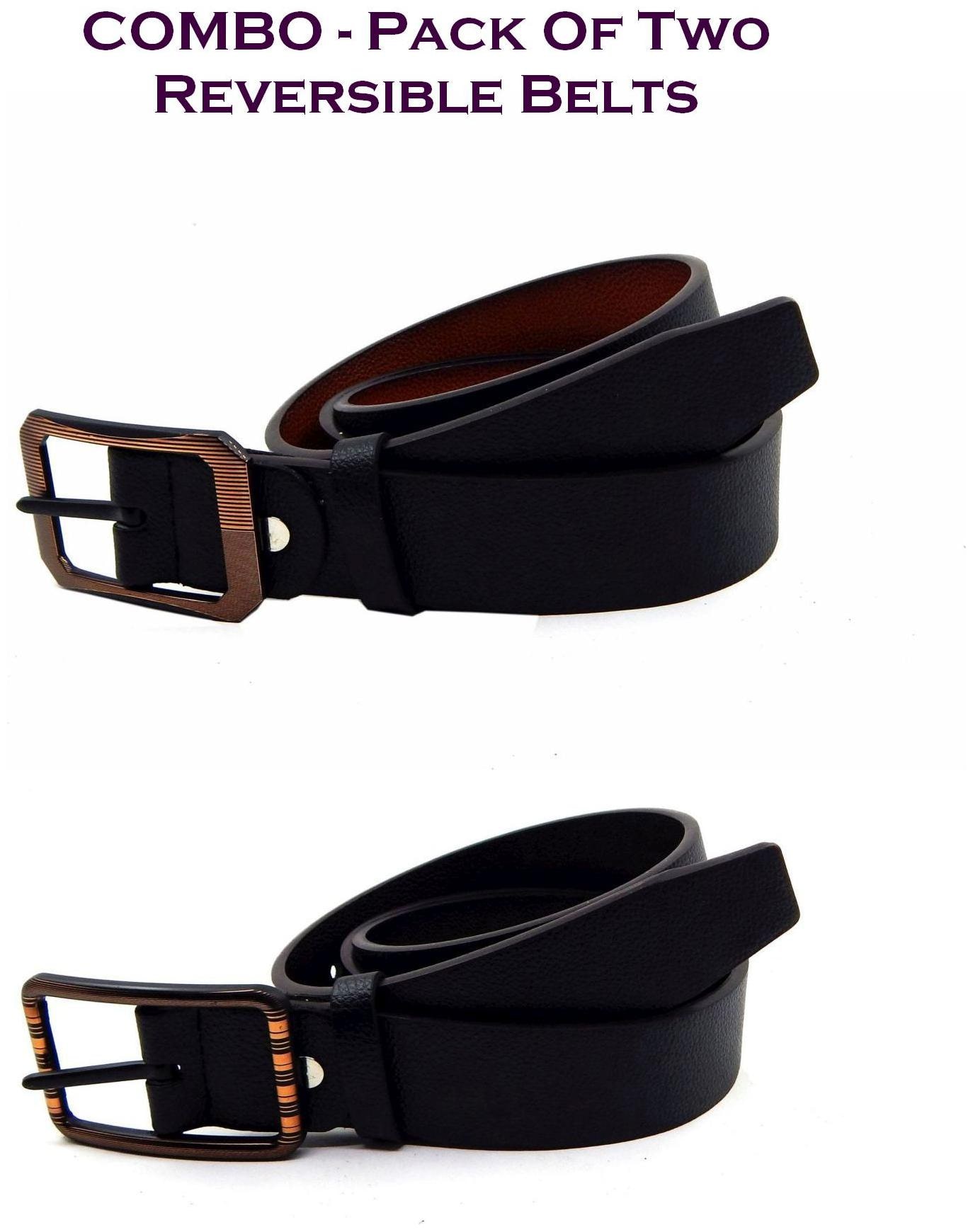 

Els Men Multi Reversible Synthetic leather Belt (Size 40 Pack of 2 )