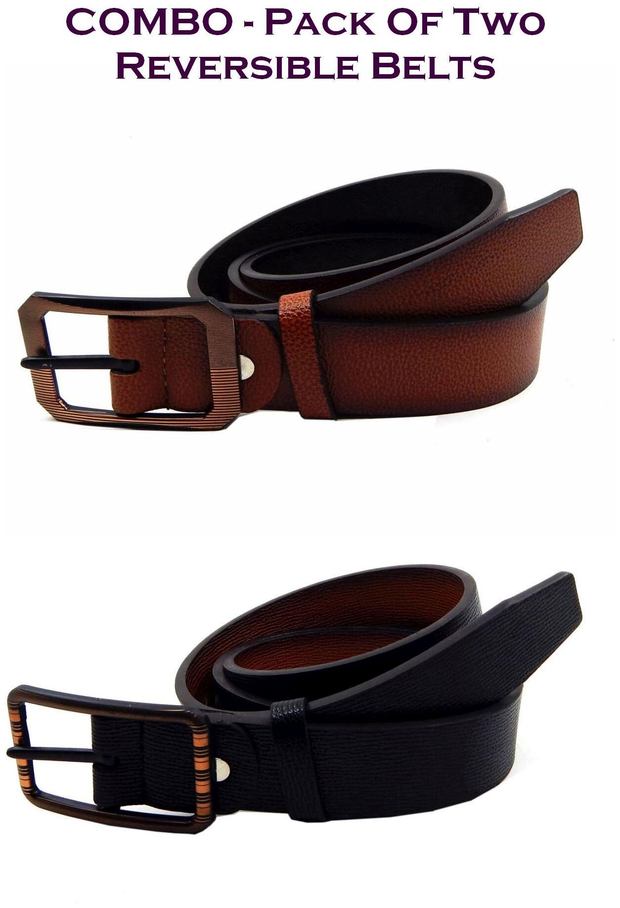 

Els Men Multi Reversible Synthetic leather Belt (Size 38 Pack of 2 )