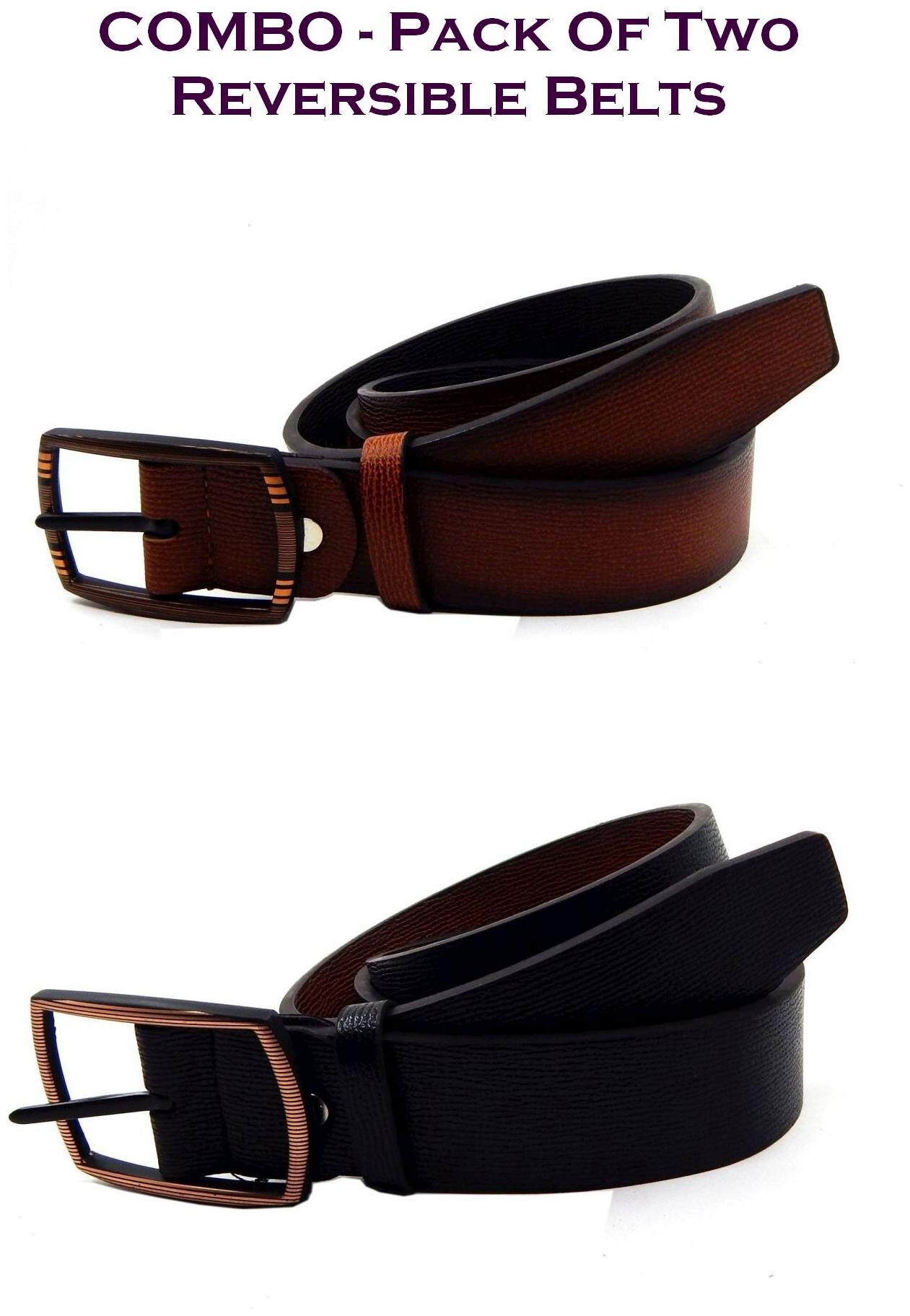 

Els Men Multi Reversible Synthetic leather Belt (Size 40 Pack of 2 )