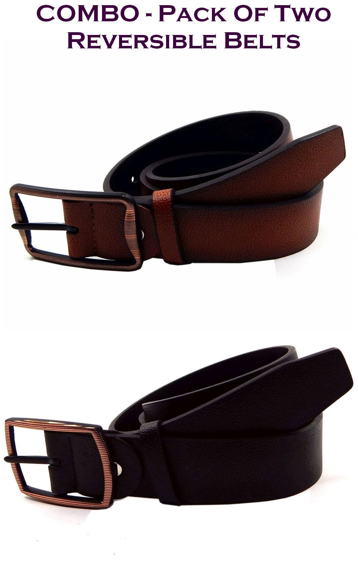 

Els Men Multi Reversible Synthetic leather Belt (Size 38 Pack of 2 )