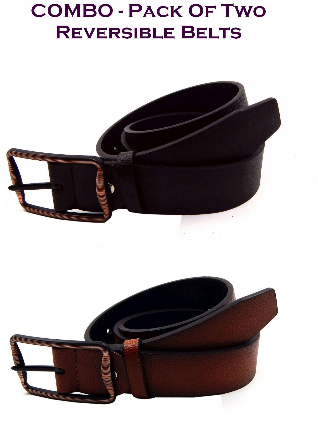 

Els Men Multi Reversible Synthetic leather Belt (Size 36 Pack of 2 )