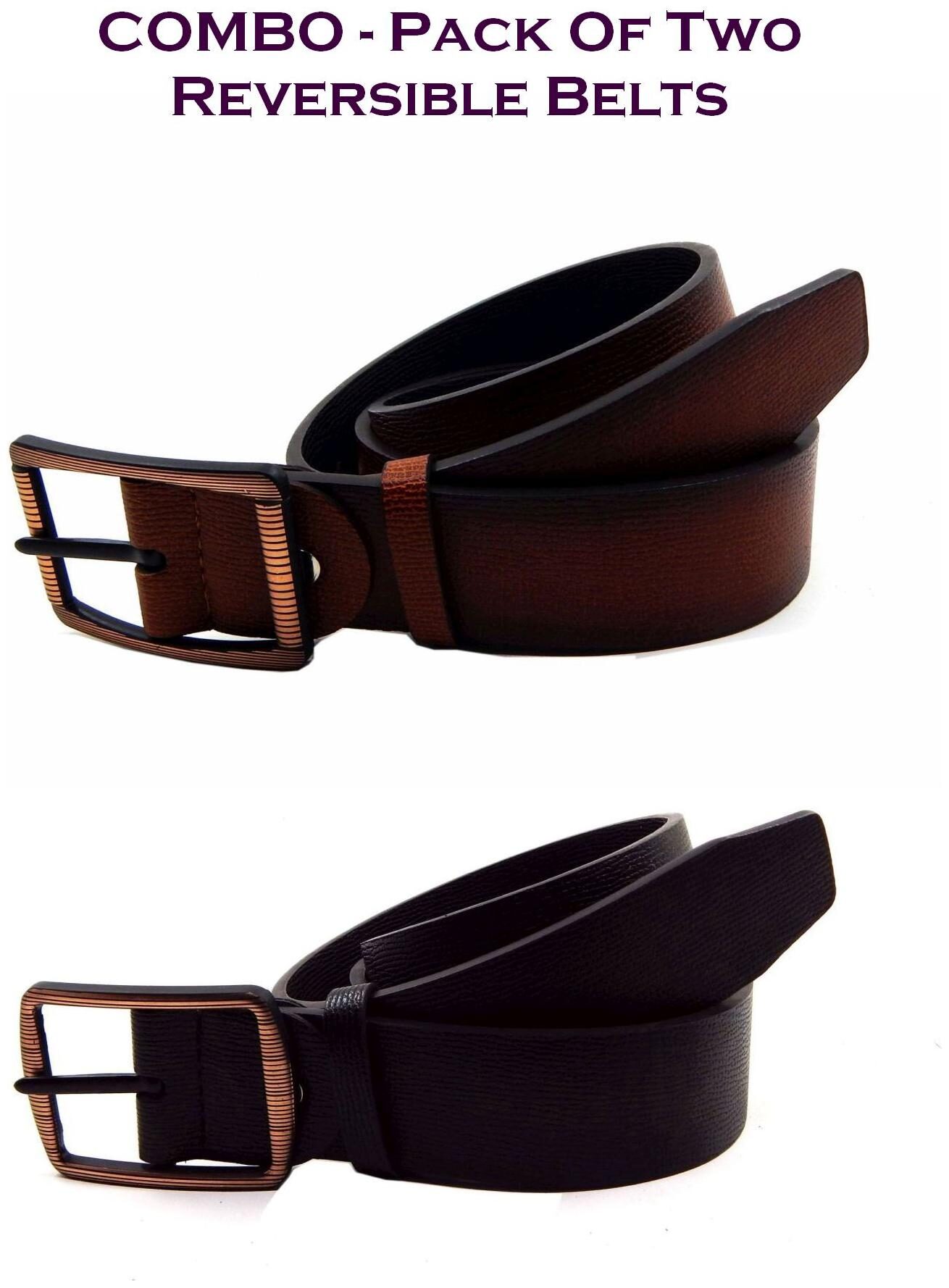 

Els Men Multi Reversible Synthetic leather Belt (Size 38 Pack of 2 )