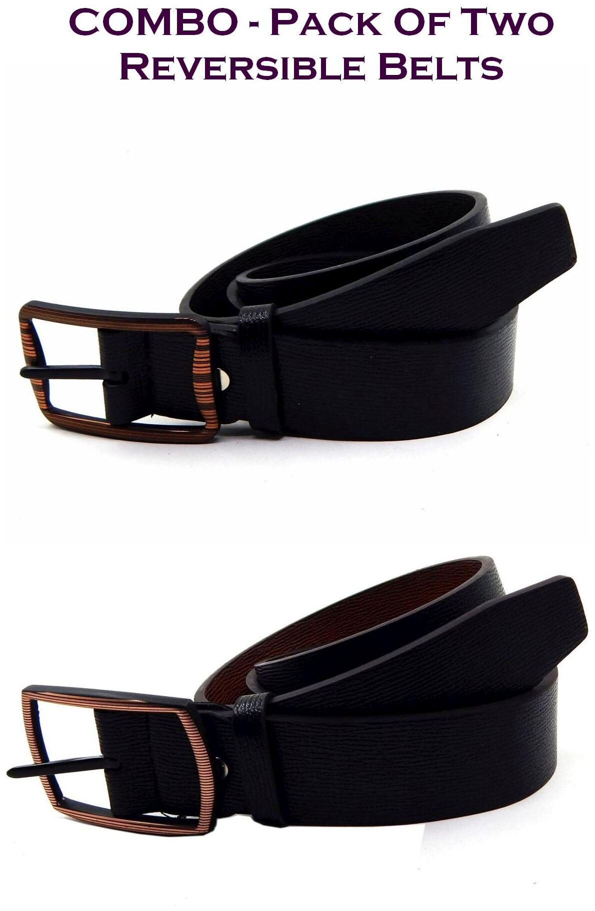 

Els Men Multi Reversible Synthetic leather Belt (Size 38 Pack of 2 )