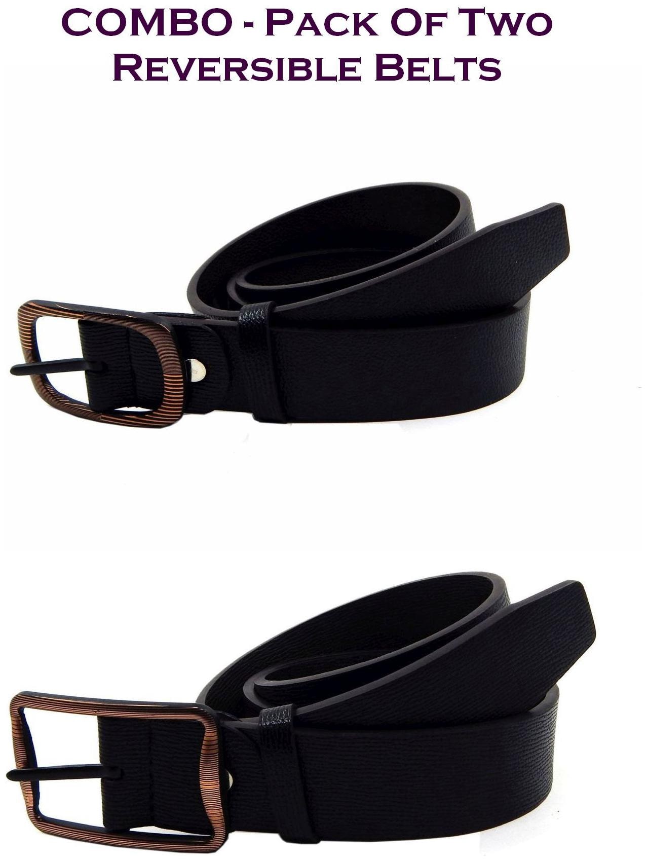 

Els Men Black Brown Reversible Synthetic leather Belt (Size 40 Pack of 2 )