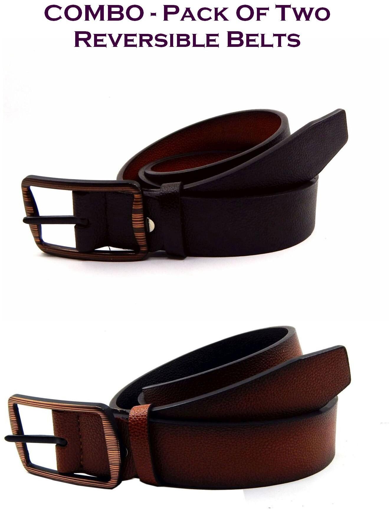 

Els Men Multi Reversible Synthetic leather Belt (Size 40 Pack of 2 )